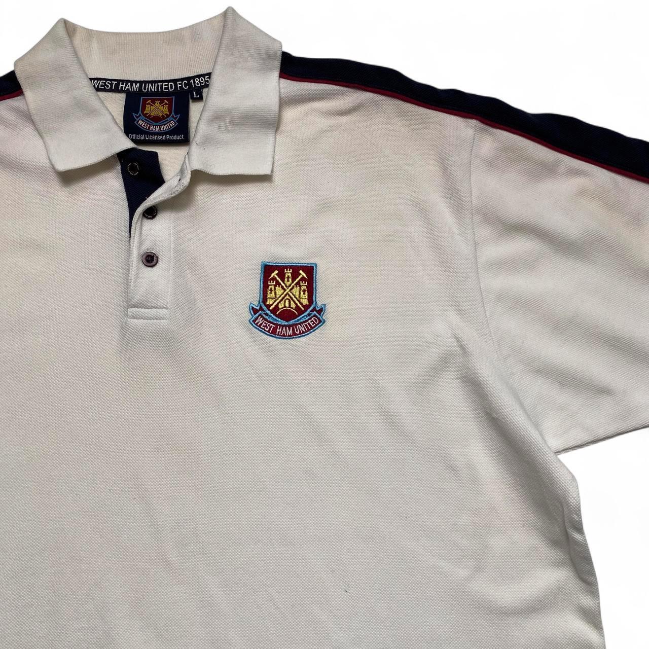 West Ham United Vintage White and Navy Polo Shirt (L)