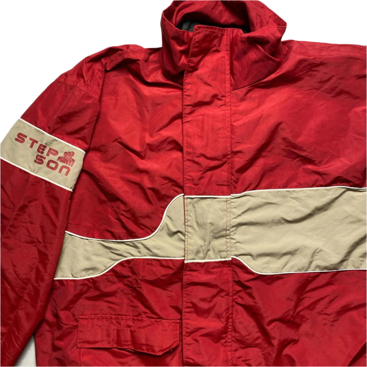 Stepson Vintage USA Red and Cream Puffer Jacket (L)