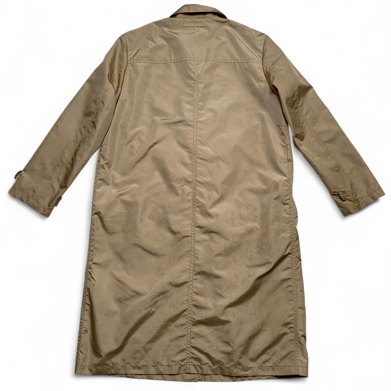 Fendi Roma Womens Leopard Interior Vintage 90’s Cream Beige Lightweight Trench Coat (L)