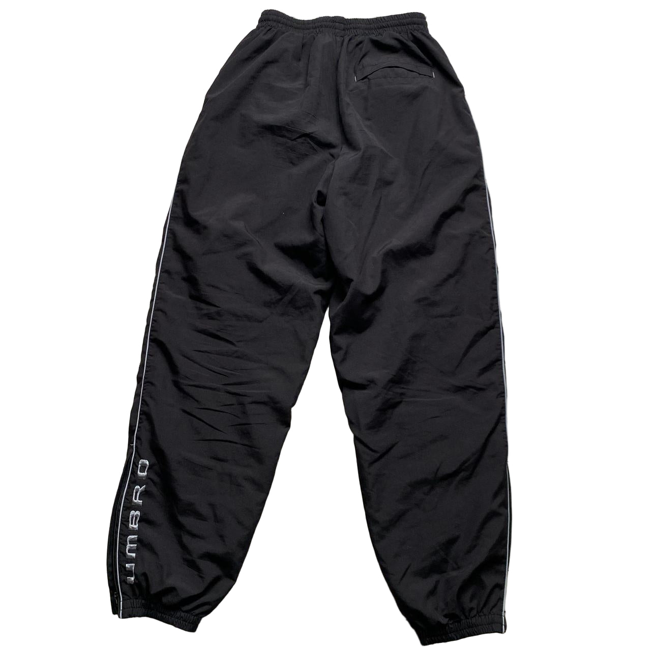 Umbro Vintage Black and Grey Spellout Shell Trackpant Bottoms (S)
