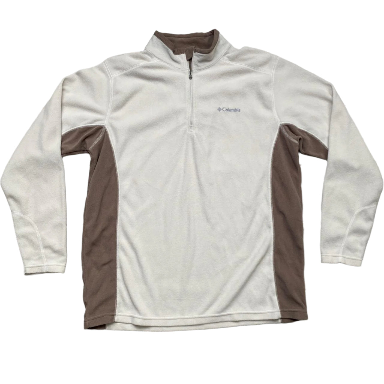 Columbia Thermal Cream White and Brown Quarter Zip Jumper (L)