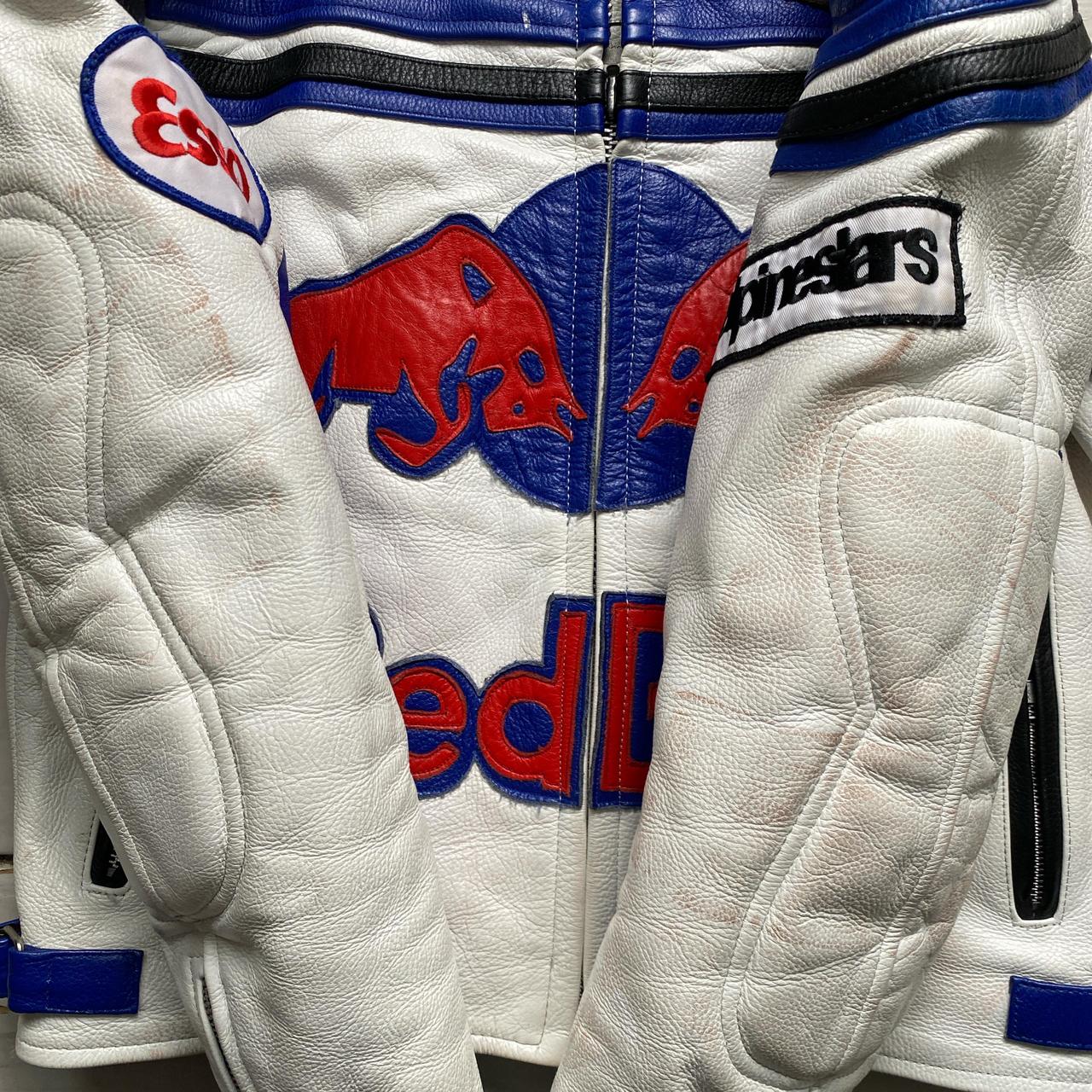 Redbull Vintage Leather Biker Motorcycle Bomber Jacket (XS)