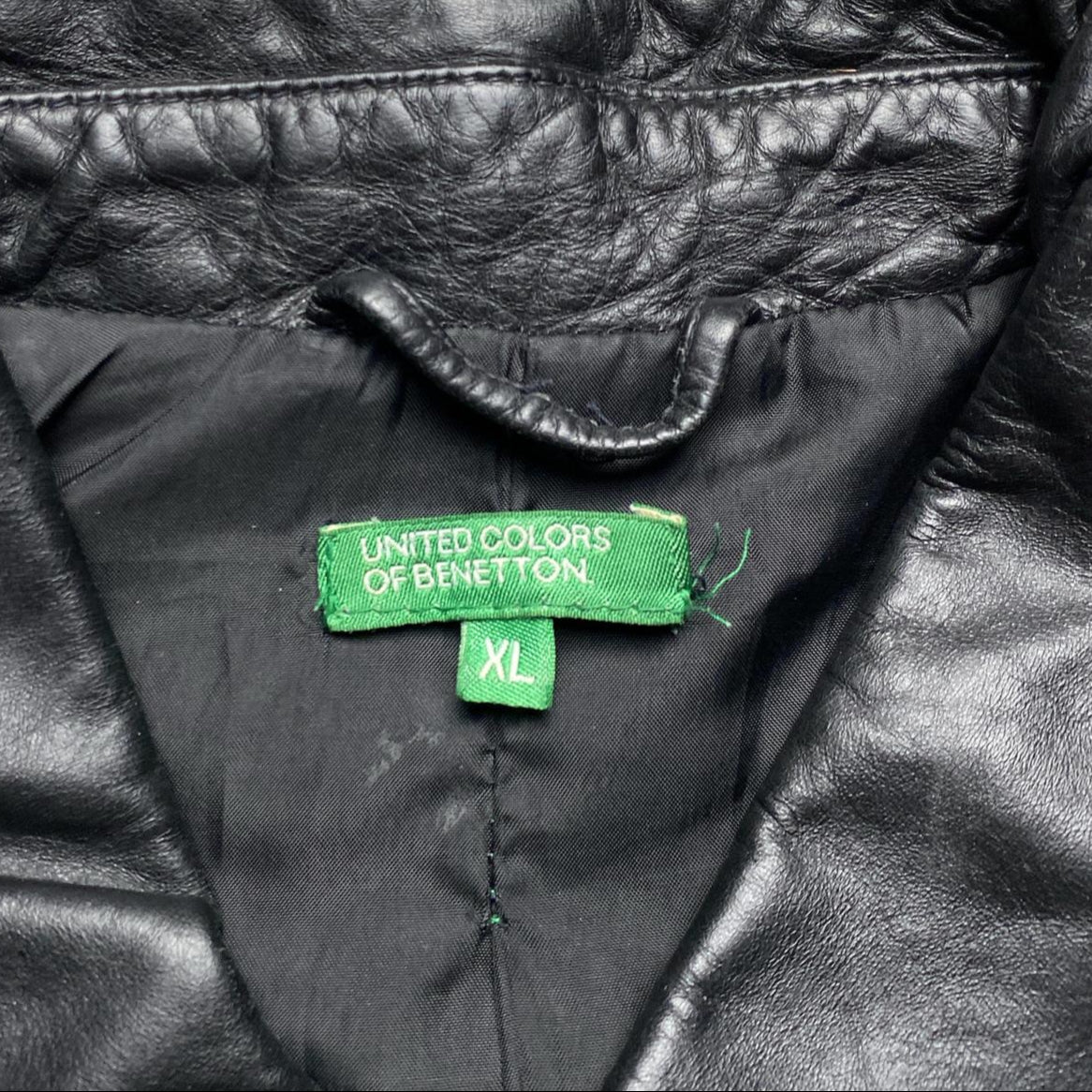 United Colours of Benetton Black Leather Jacket (XL)
