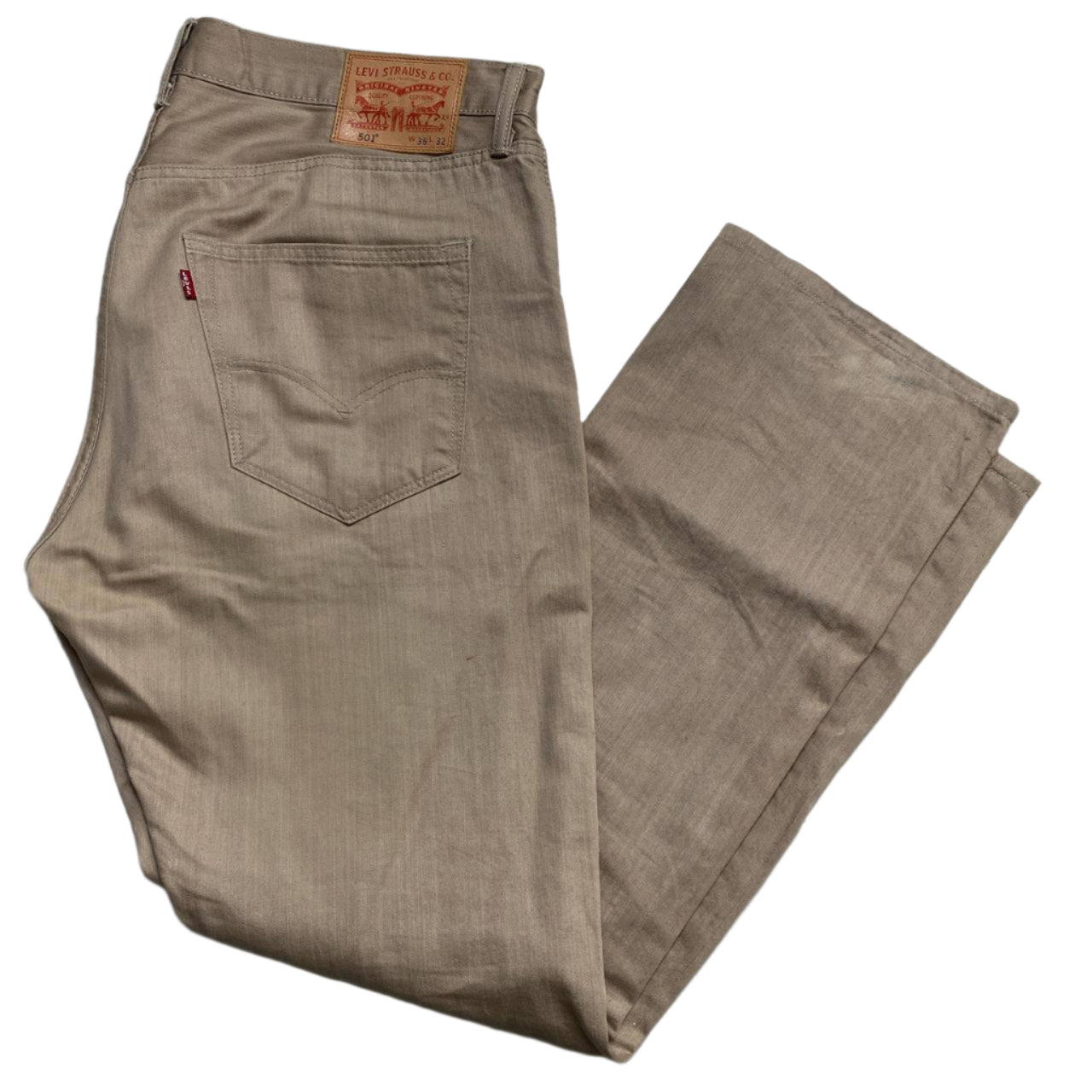 Levis 501 Beige Khaki Jean Trousers (36W)