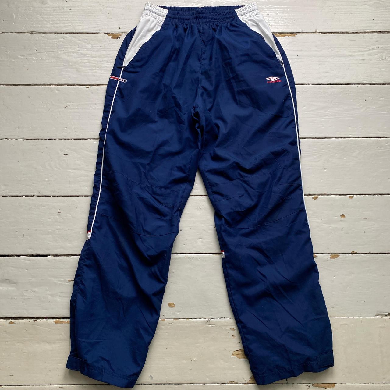 Umbro Vintage Navy Red and White Shell Trackpant Baggy Bottoms