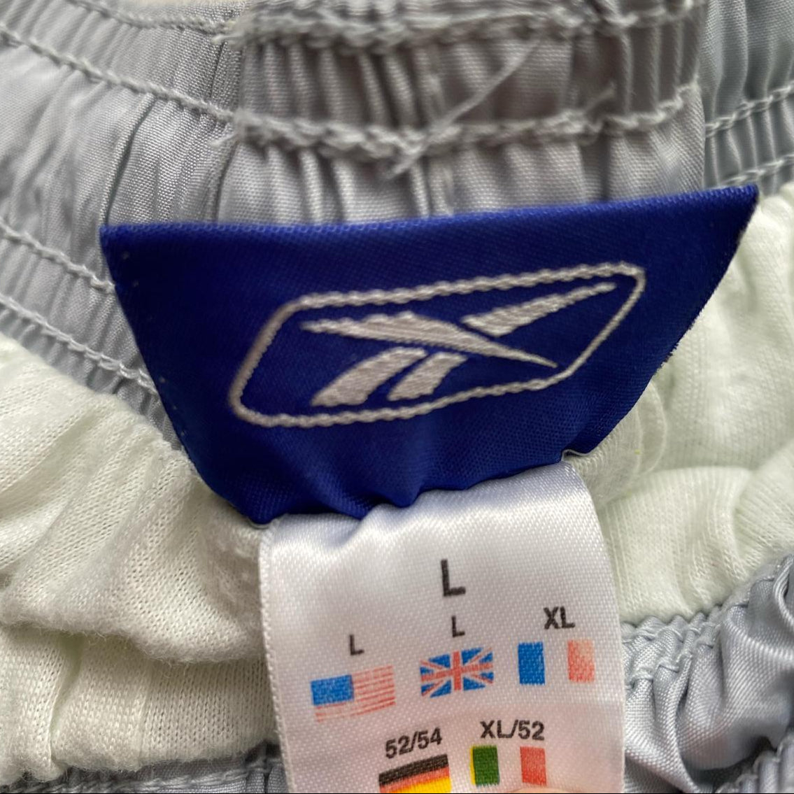 Reebok Silver Navy and Red Shell Trackpant Baggy Bottoms (L)