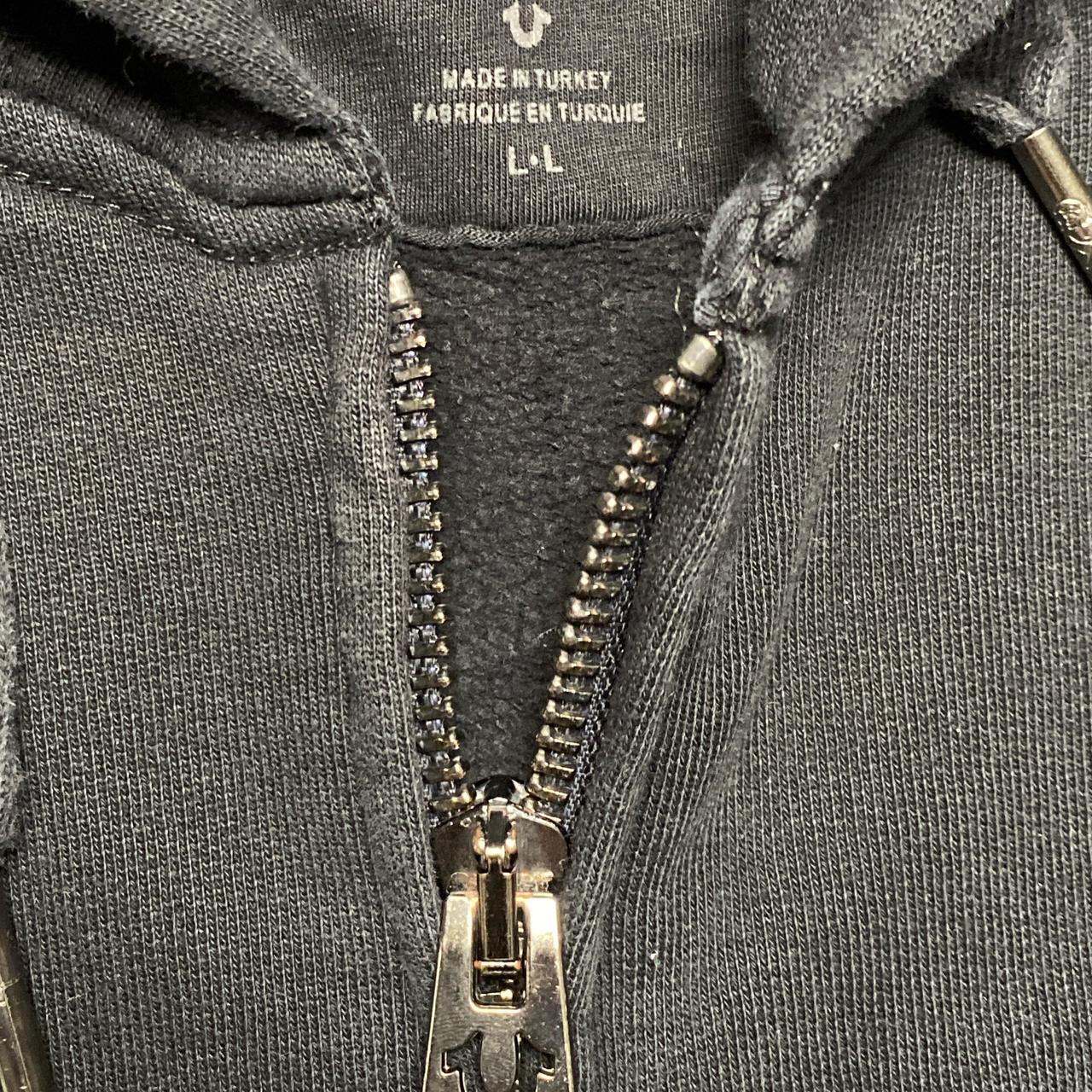 True Religion Black and Silver Plaque Hoodie (L)
