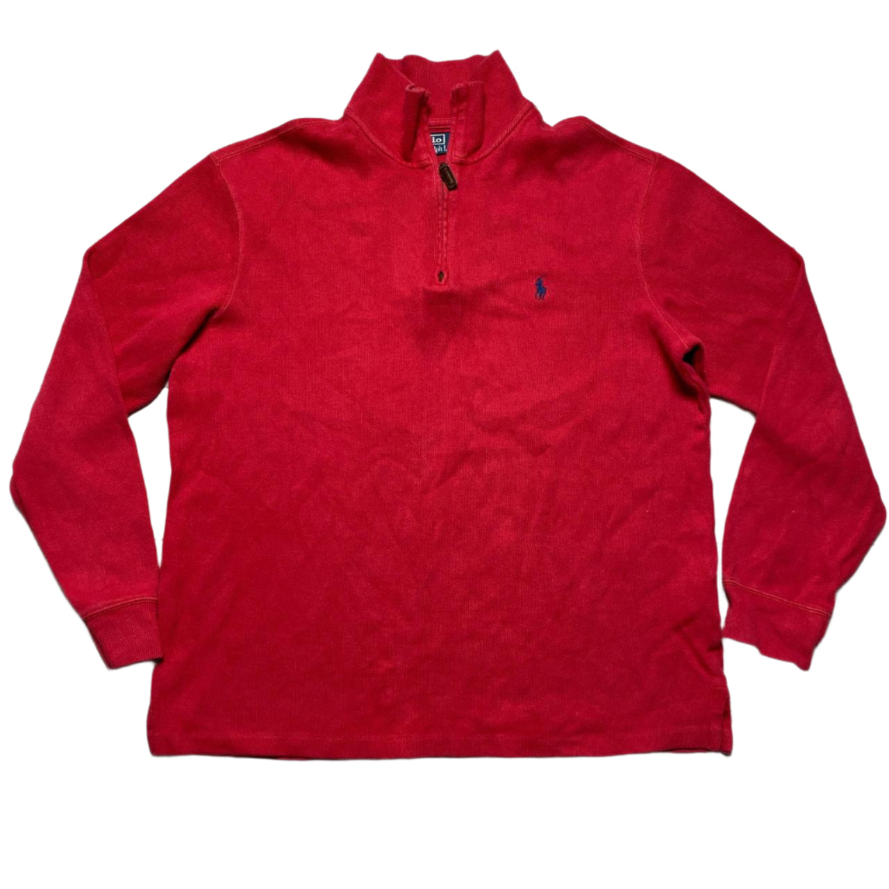 Polo Ralph Lauren Red and Navy Pony Quarter Zip Jumper (M)
