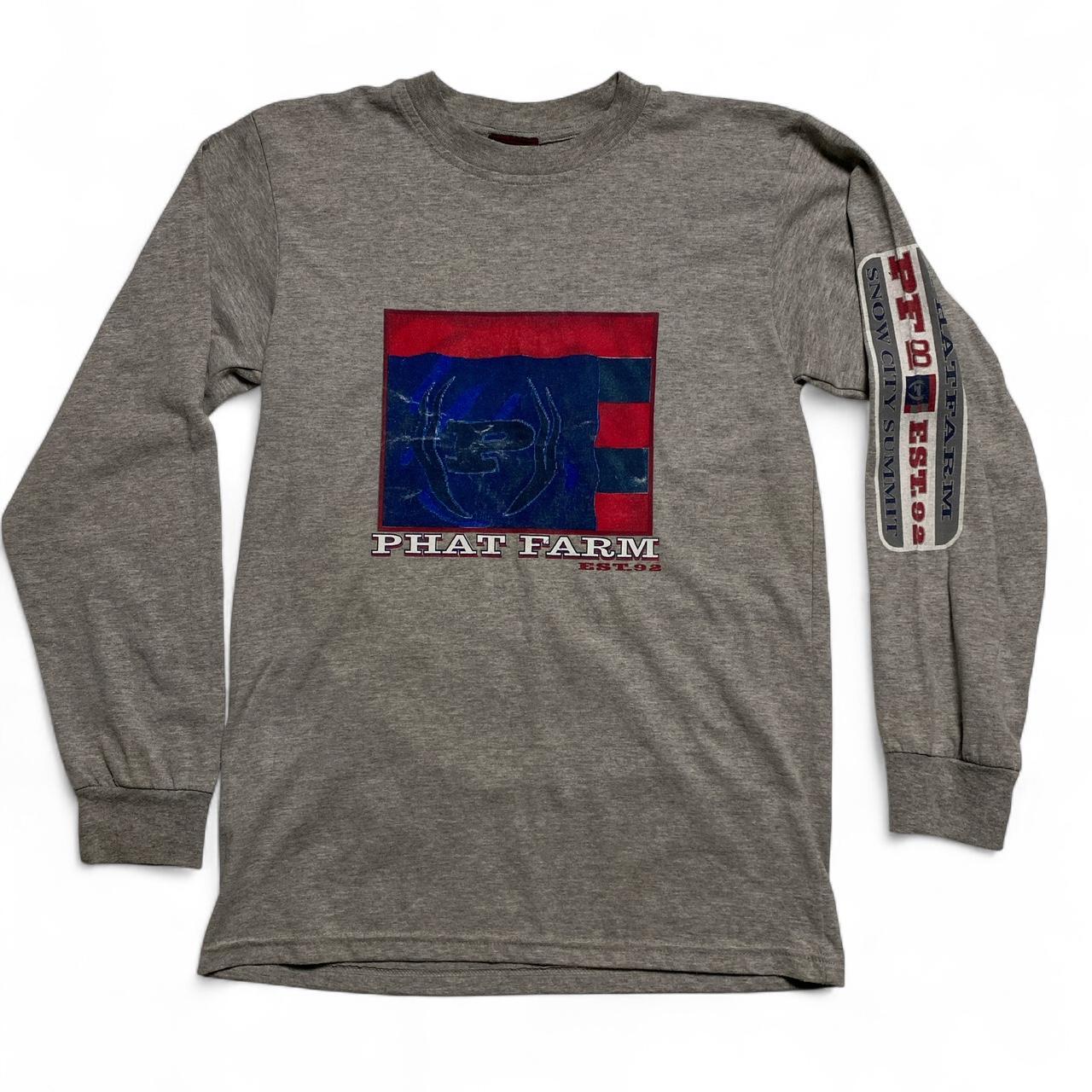Phat Farm Vintage 90’s Grey Red and Blue Long Sleeve T Shirt (M)