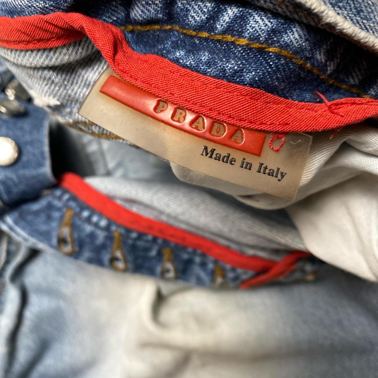Prada Vintage Baggy Distressed Light Blue Stonewashed Jeans (38W)
