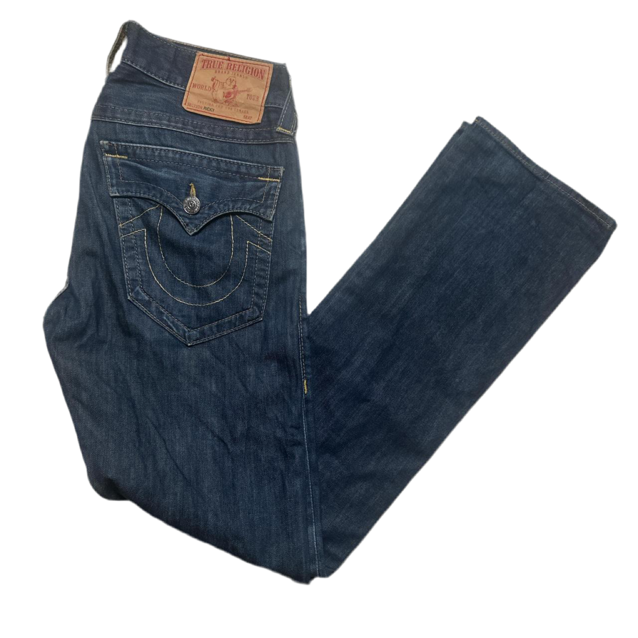 True Religion Ricky Dark Navy Gold Stitch Jeans (30W)
