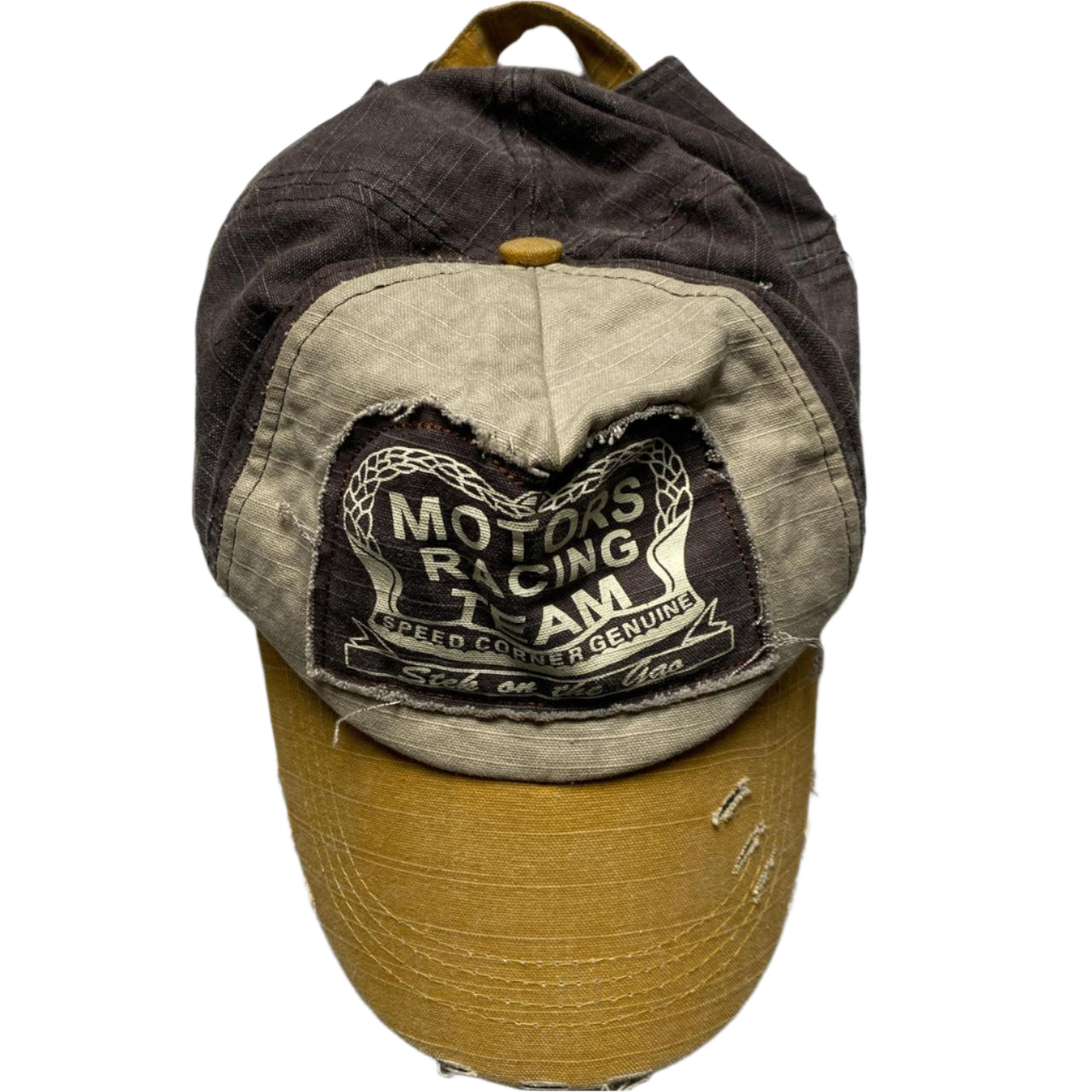 Motors Racing Team Racing Distressed Brown and Tan Cap