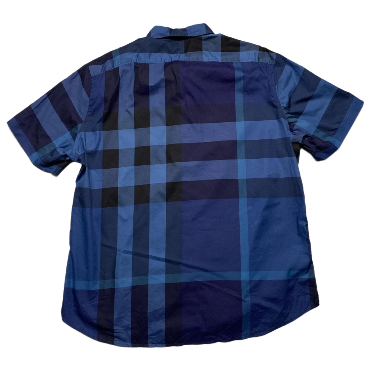 Burberry Brit Nova Check Blue and Black Short Sleeve Shirt (2XL)