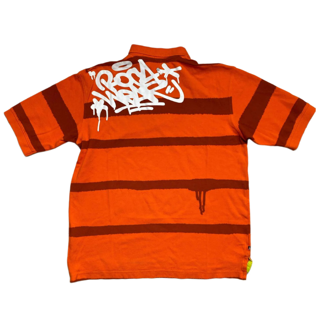 Rocawear Oramge Striped White Grafitti Polo Shirt (M)