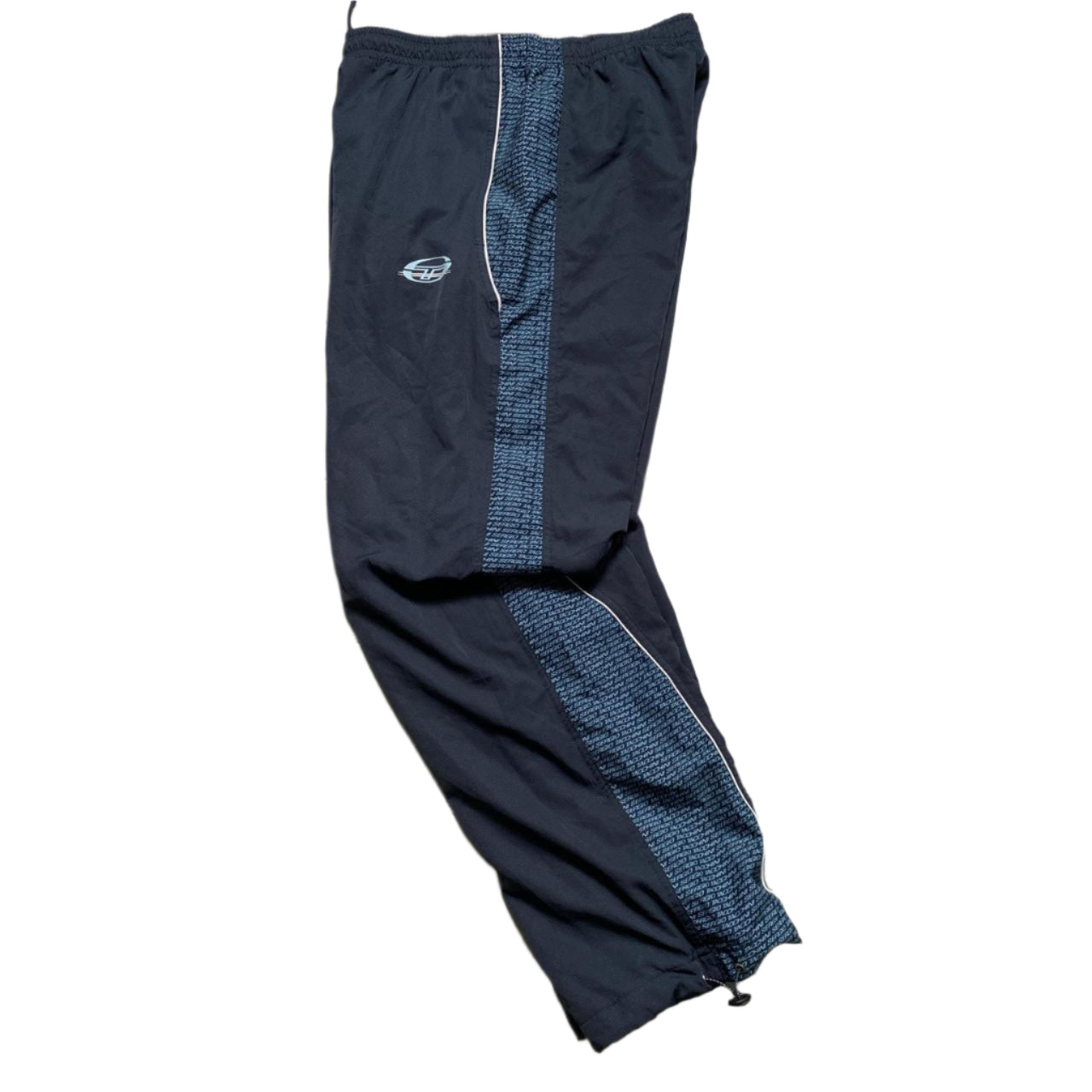 Sergio Tacchini Vintage Navy Blue and White Shell Trackpant Baggy Bottoms (L)