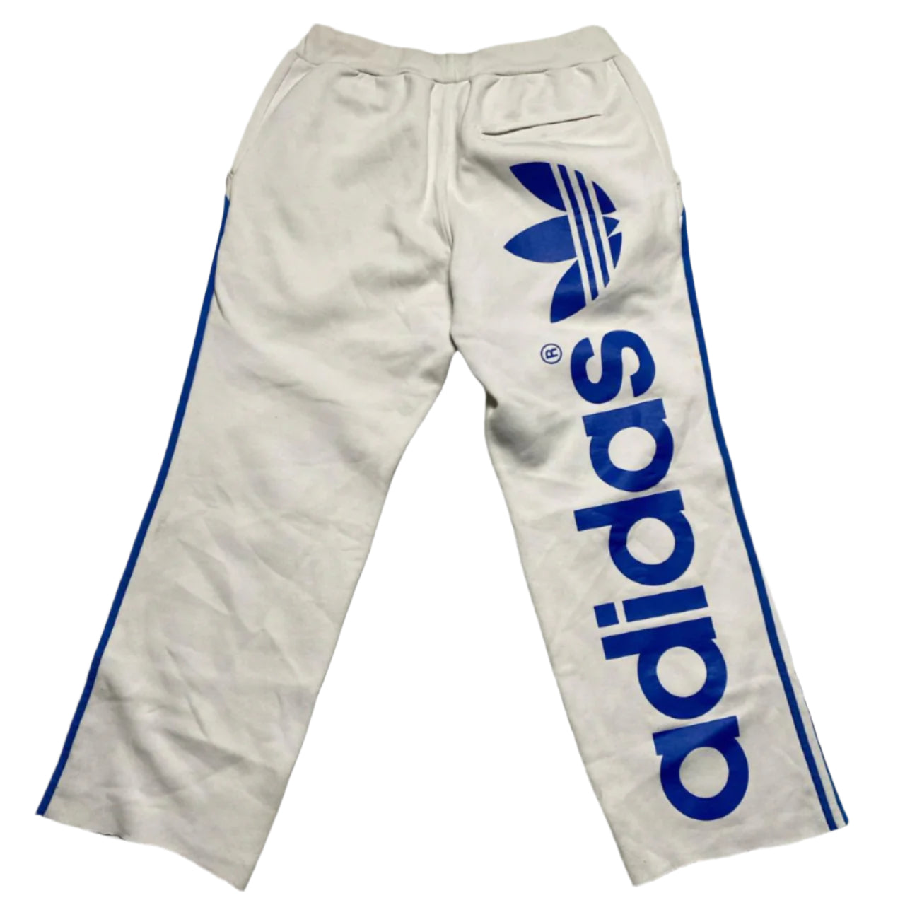 Adidas Originals White and Blue Baggy Joggers (M)