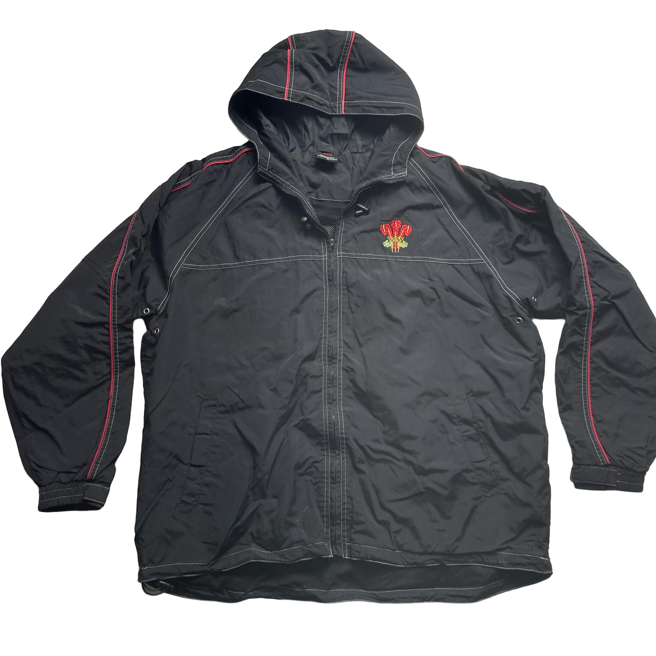 Wales Rugby Windbreaker Jacket Black and Red )XL)