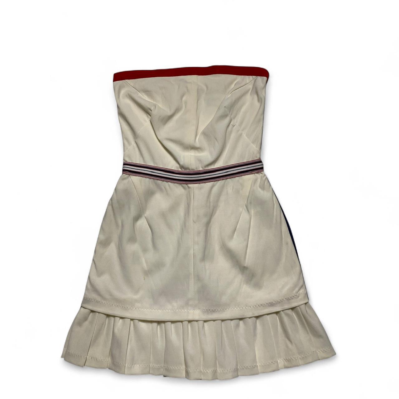 Dolce and Gabbana Vintage Cream White Red and Navy Tennis Dress Pleated Skirt (S)