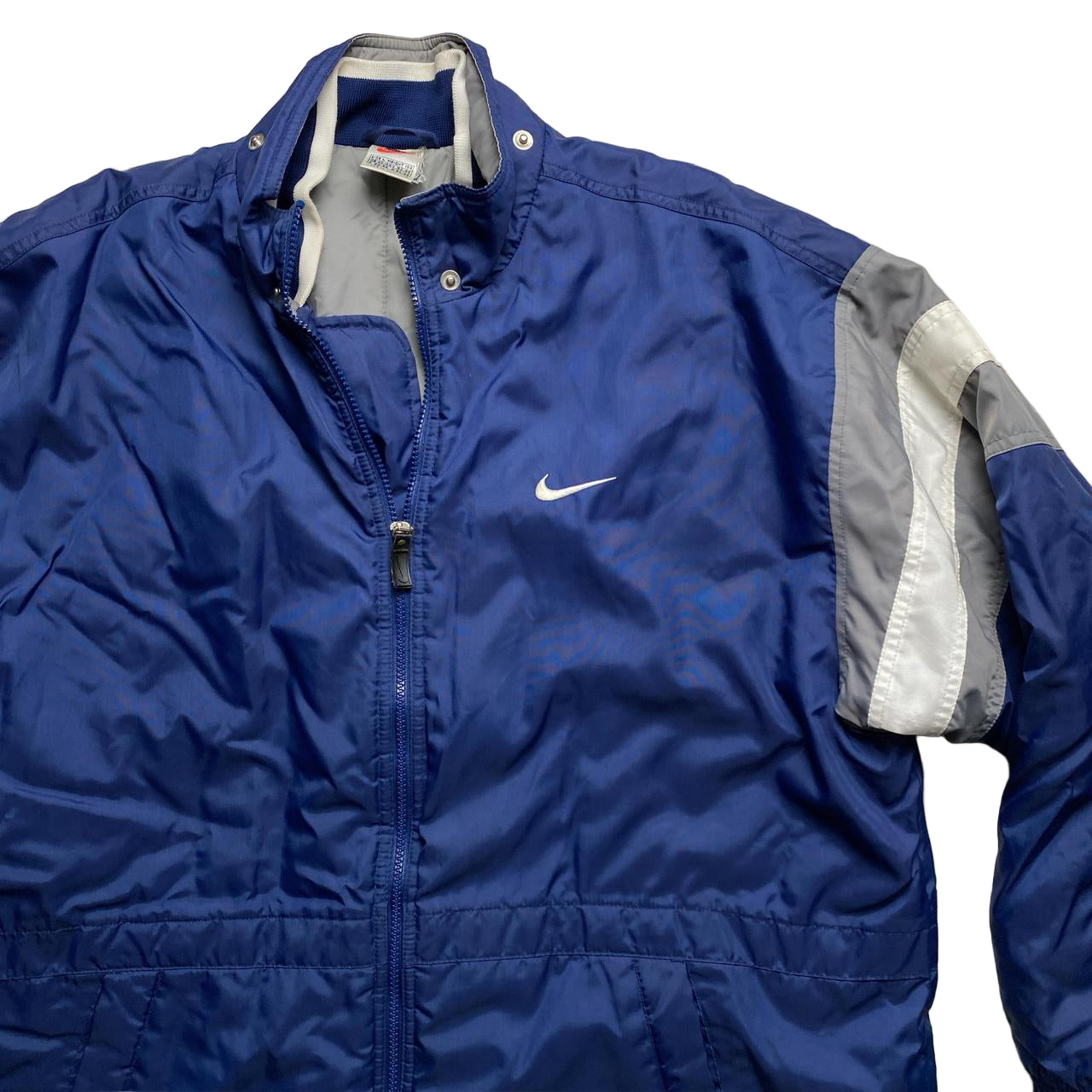 Nike Vintage 90’s Navy Grey and White Padded Jacket (L)