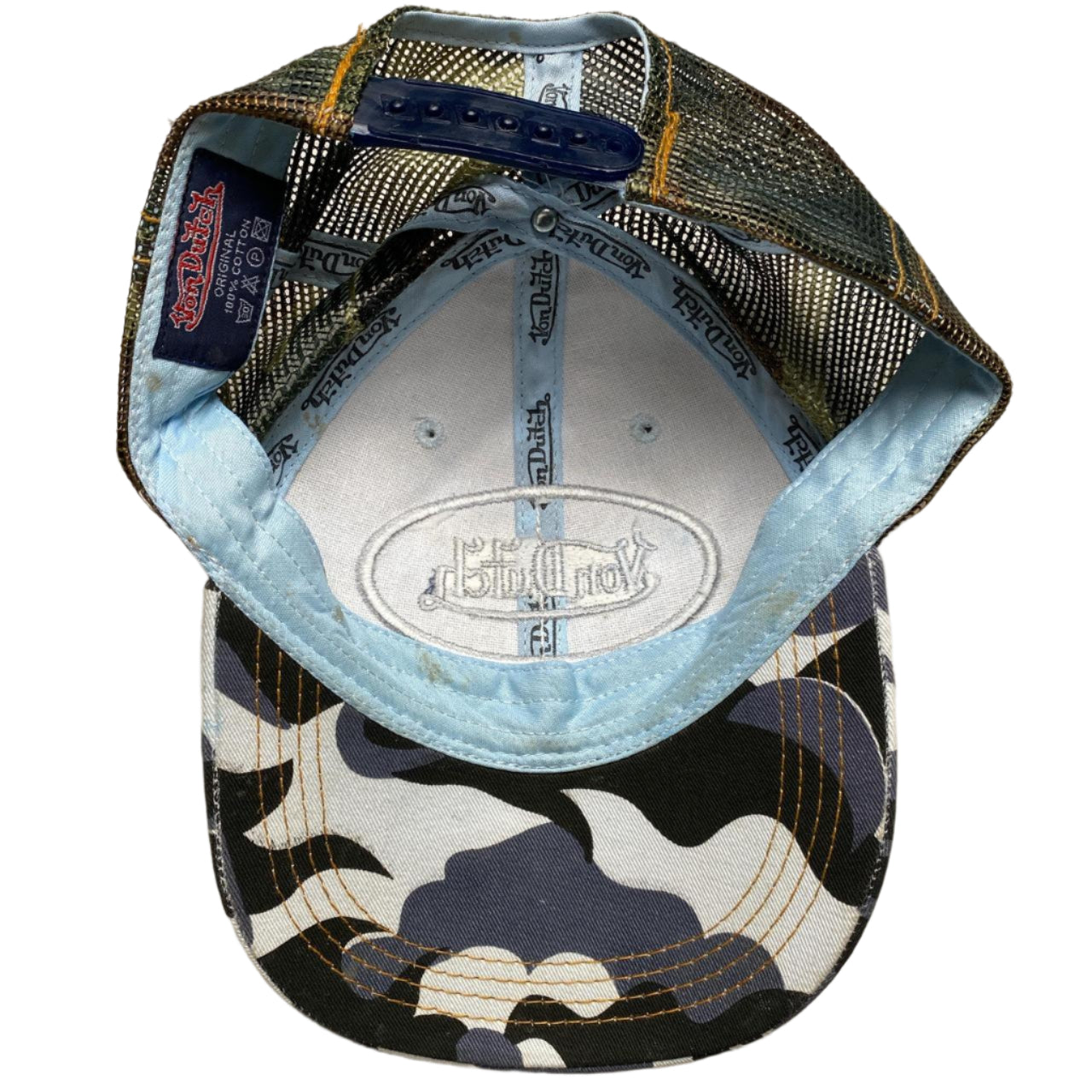 Von Dutch Grey and White Camouflage Trucker Cap