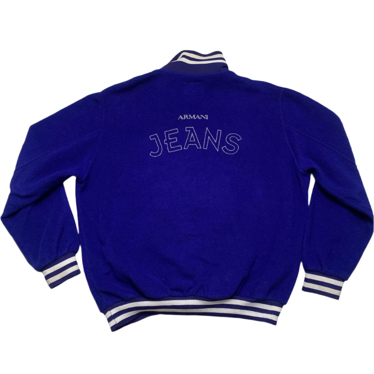 Armani Jeans Blue and White Vintage 90βs Fleece Quarter Zip Jumper (L)