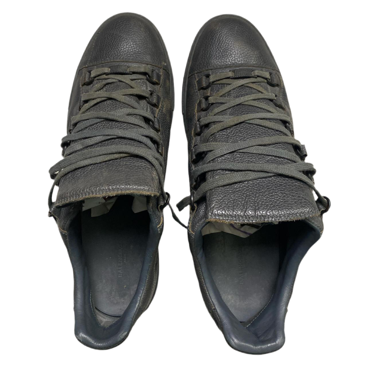 Balenciaga Arenas Grey Leather Low Trainers (UK 10)