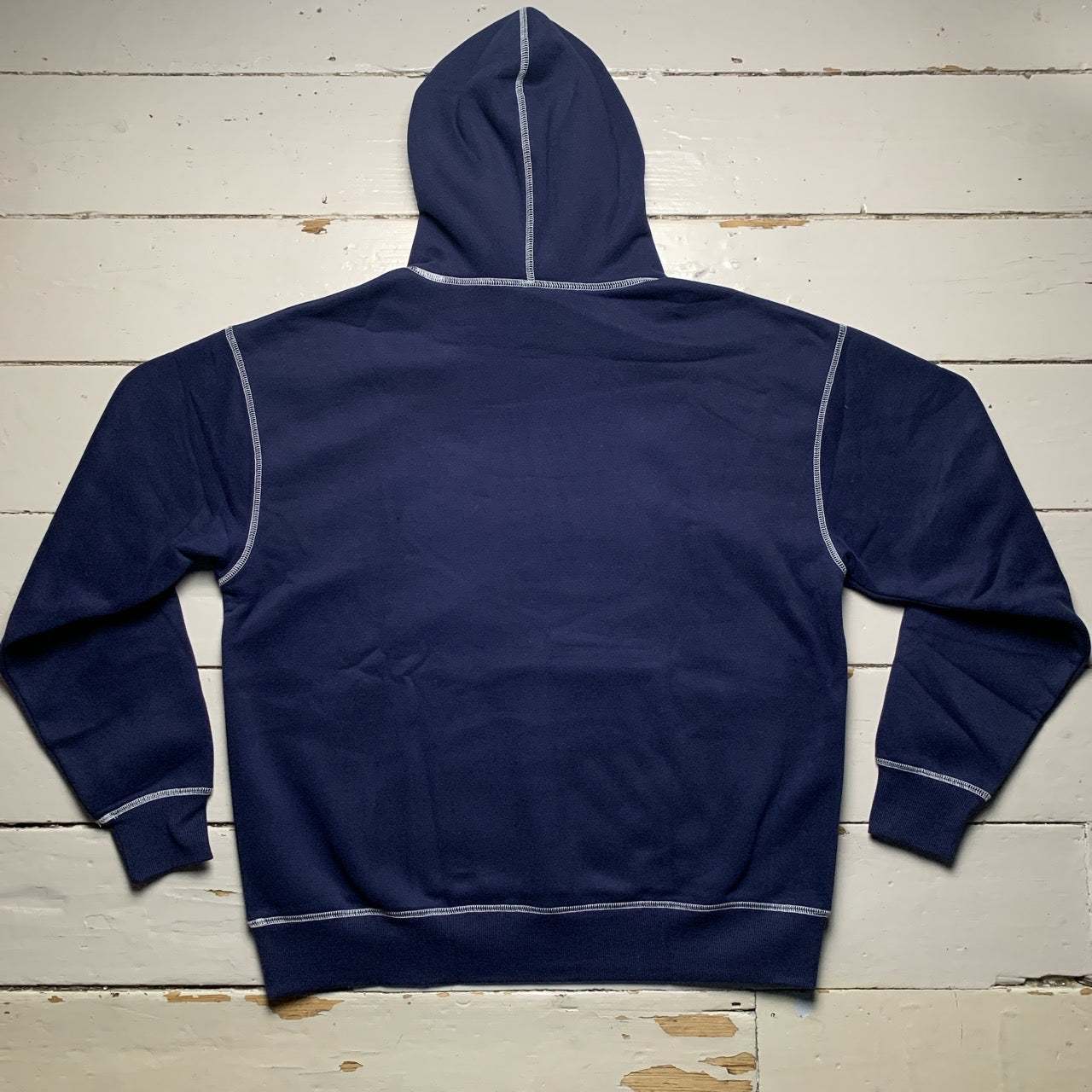 Navy The Trio Contrast Stitch Hoodie