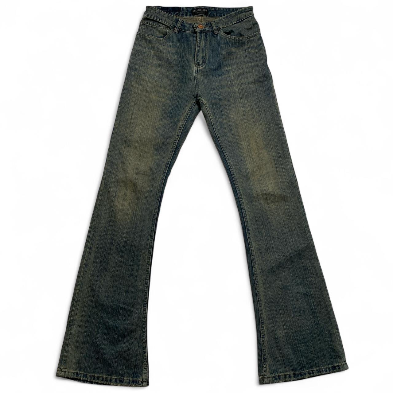 Balenciaga Baggy Flared Unisex Blue Faded Jeans (XS)