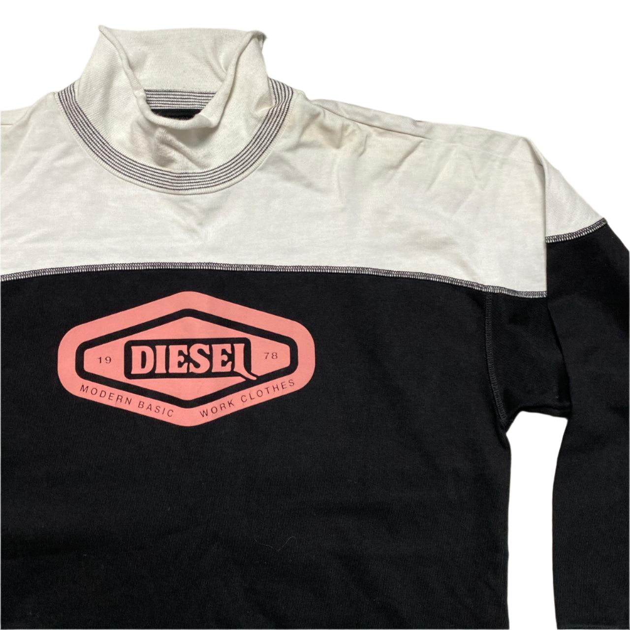 Diesel White Black and Pink Turtle Neck Jumper (S)