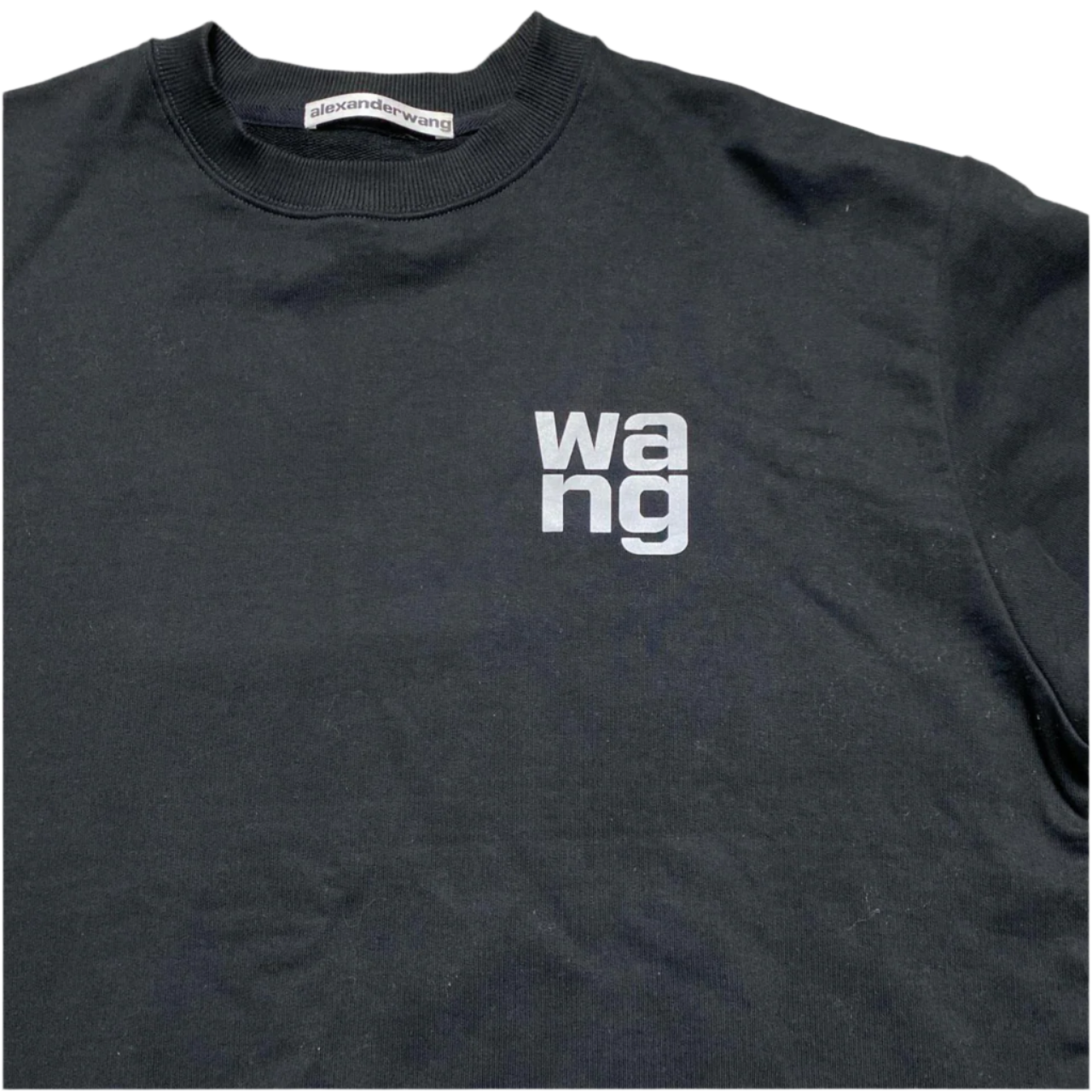 Alexander Wang Black and Reflective Silver Logo Jumper (L)