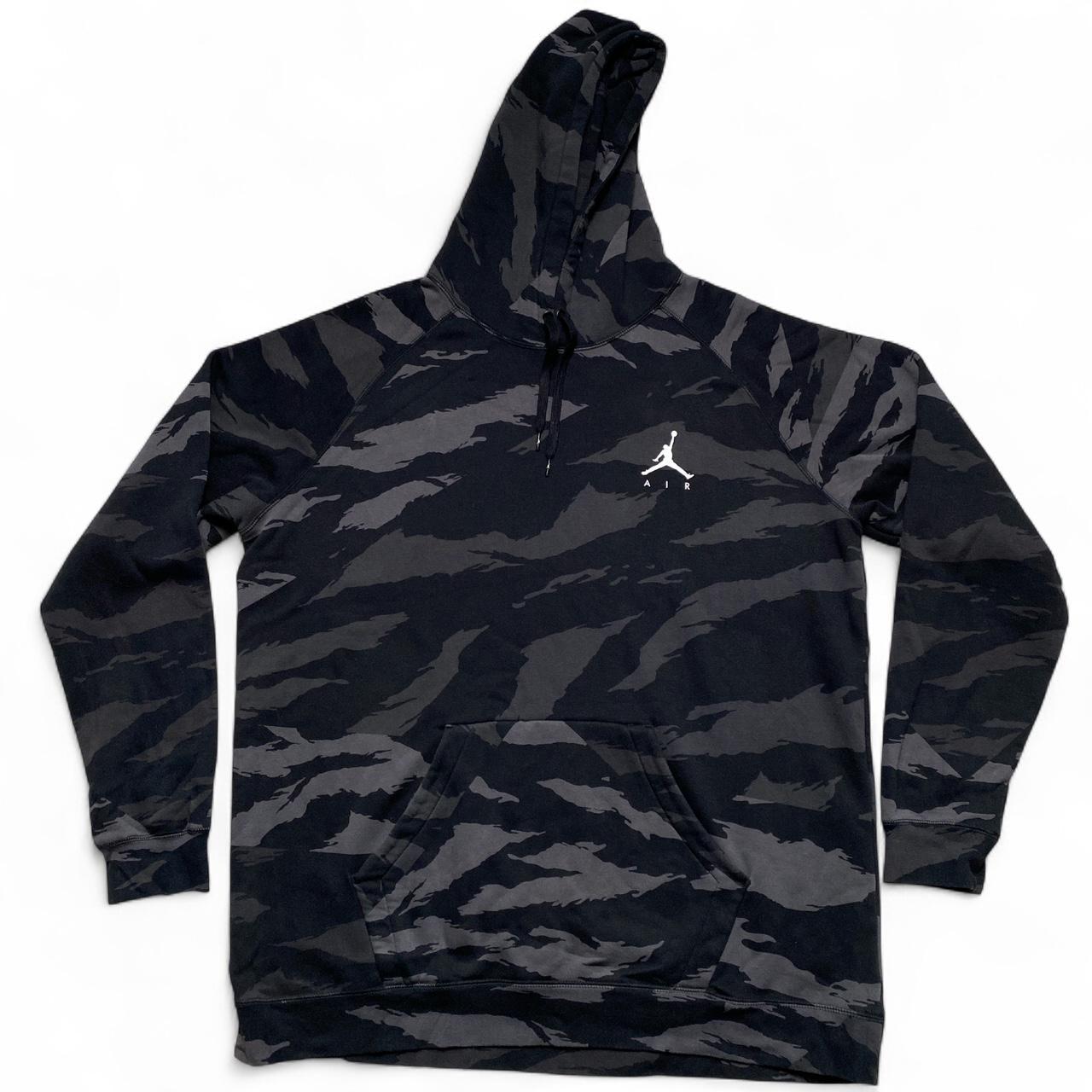 Nike Air Jordan Grey and Black Camouflage Hoodie (2XL)