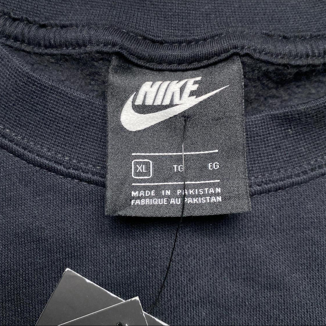 Nike Cropped Black and White Swoosh Baggy Jumper (XL)