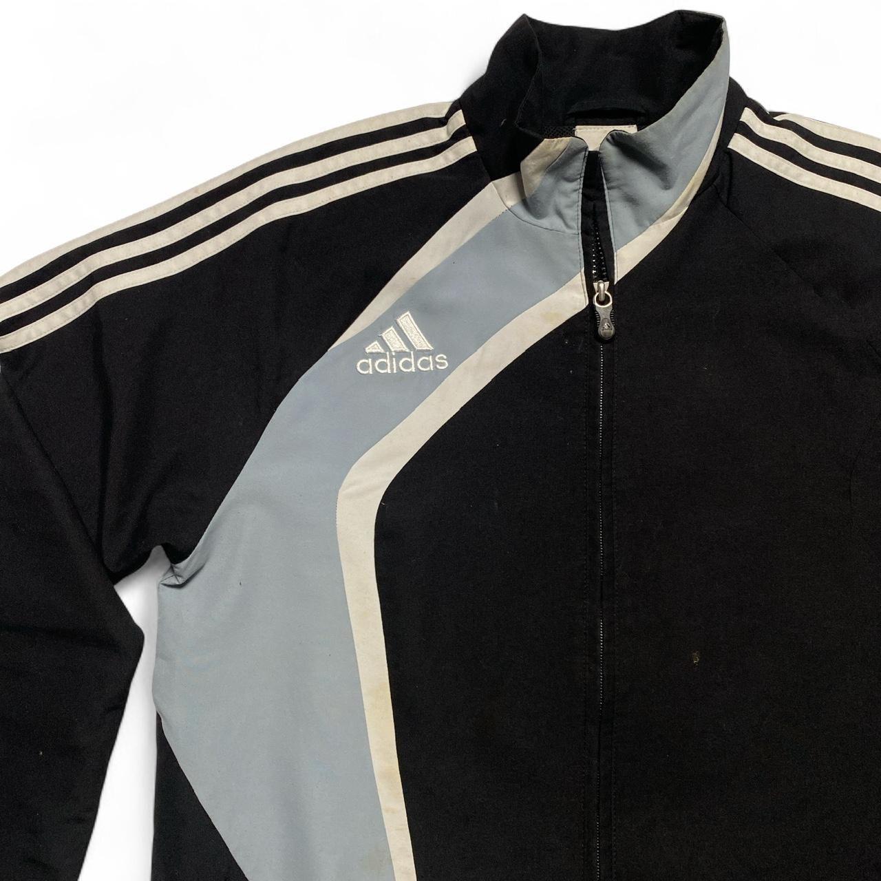 Adidas Vintage y2k Football Black Grey and White Tracksuit Jacket (S)
