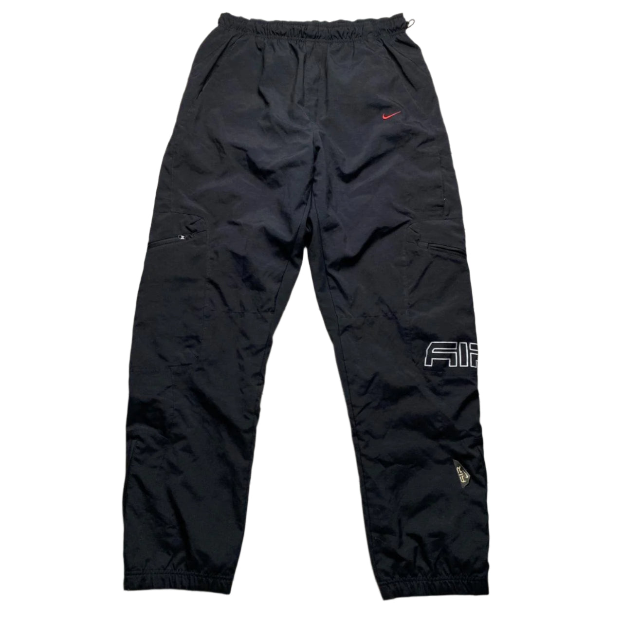 Nike Air Vintage Baggy Black and Red Shell Trackpant Bottoms (M)