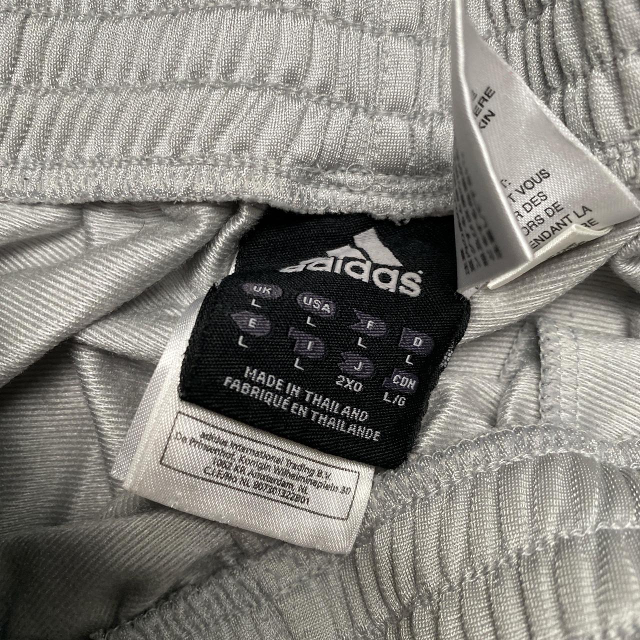 Adidas Essentials Popper Grey Silver and White Stripe Trackpant Bottoms (L)