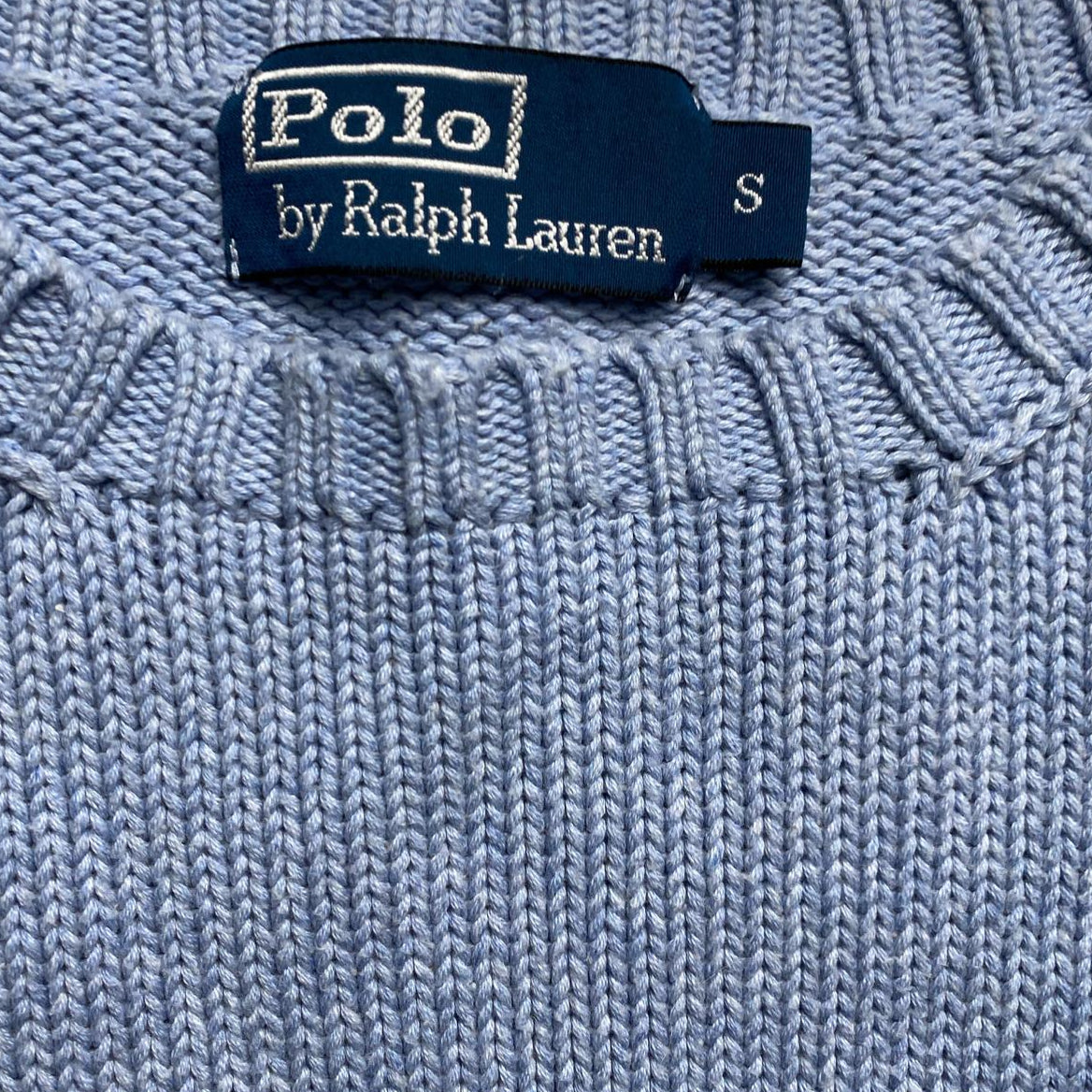 Polo Ralph Lauren Cable Knit Jumper Light Blue and Pink Pony (S)
