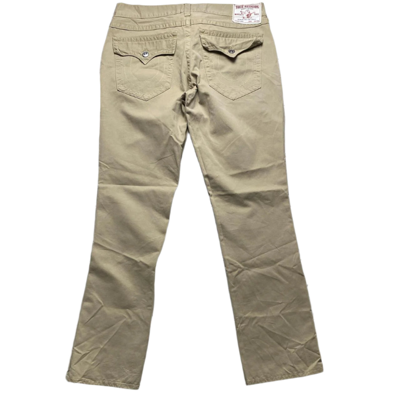 True Religion Jack Cream Beige Baggy Stitch Jeans (38W)