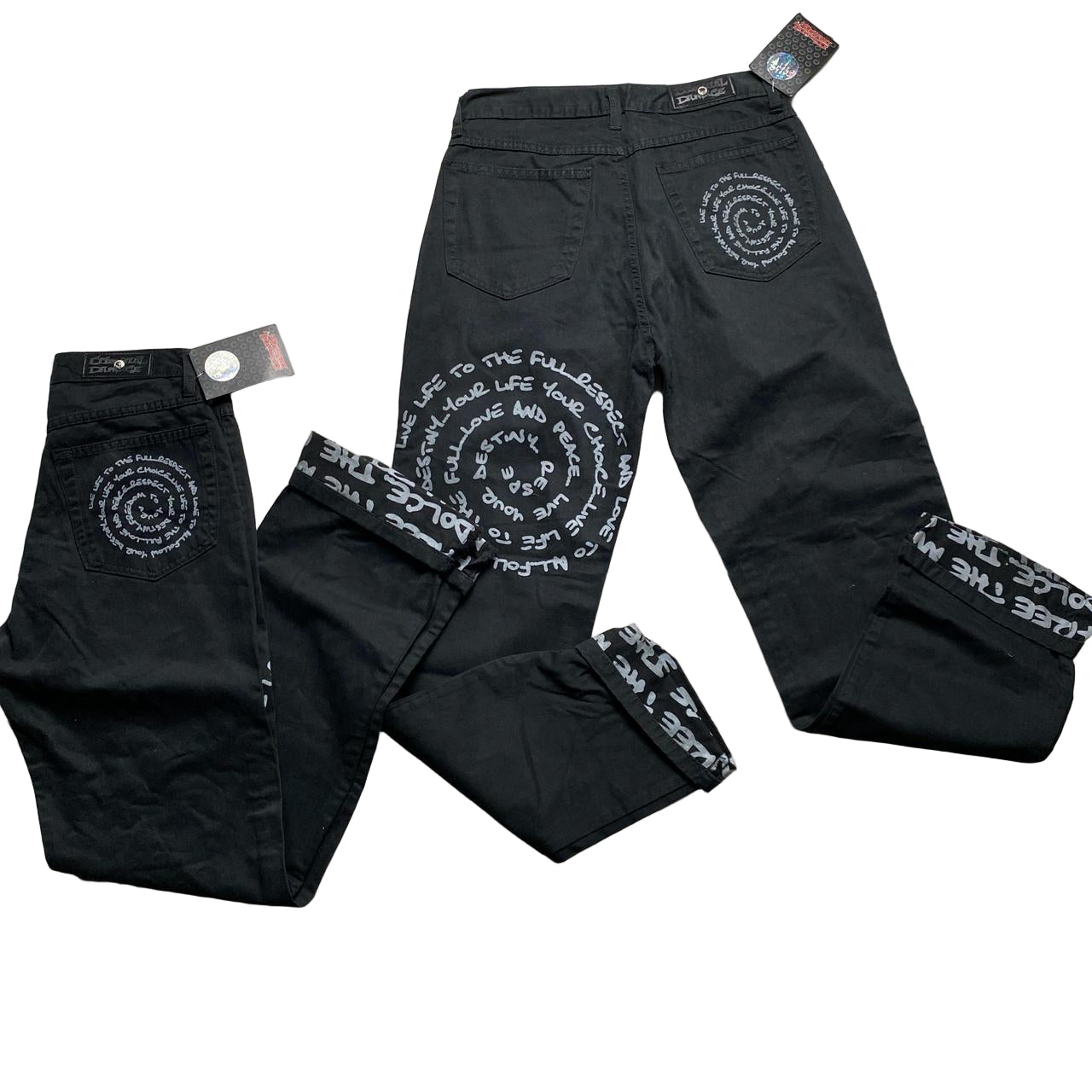 Criminal Damage Graffiti Black and Grey Jeans (28W/30W)