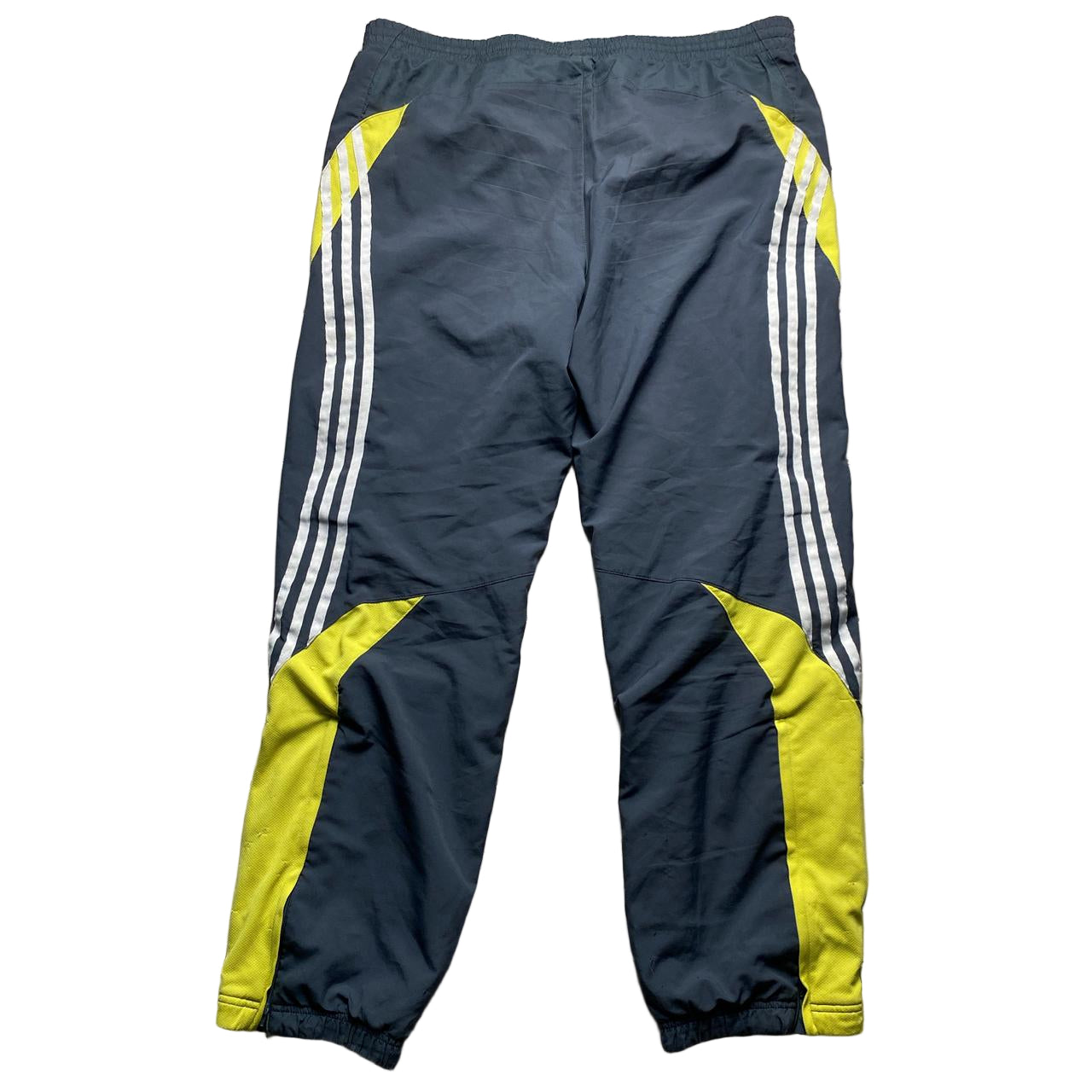 Adidas Vintage Climacool Baggy Grey Yellow and White Shell Trackpant Bottoms (M)