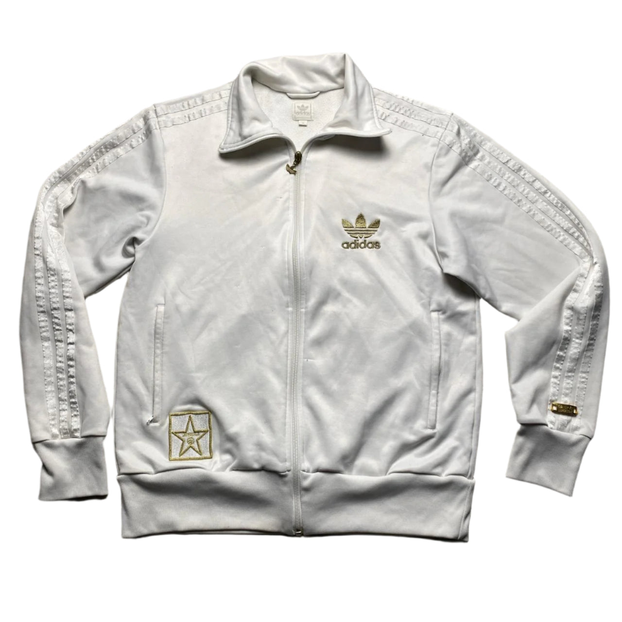 Adidas Originals White and Gold Tracksuit Jacket (M)