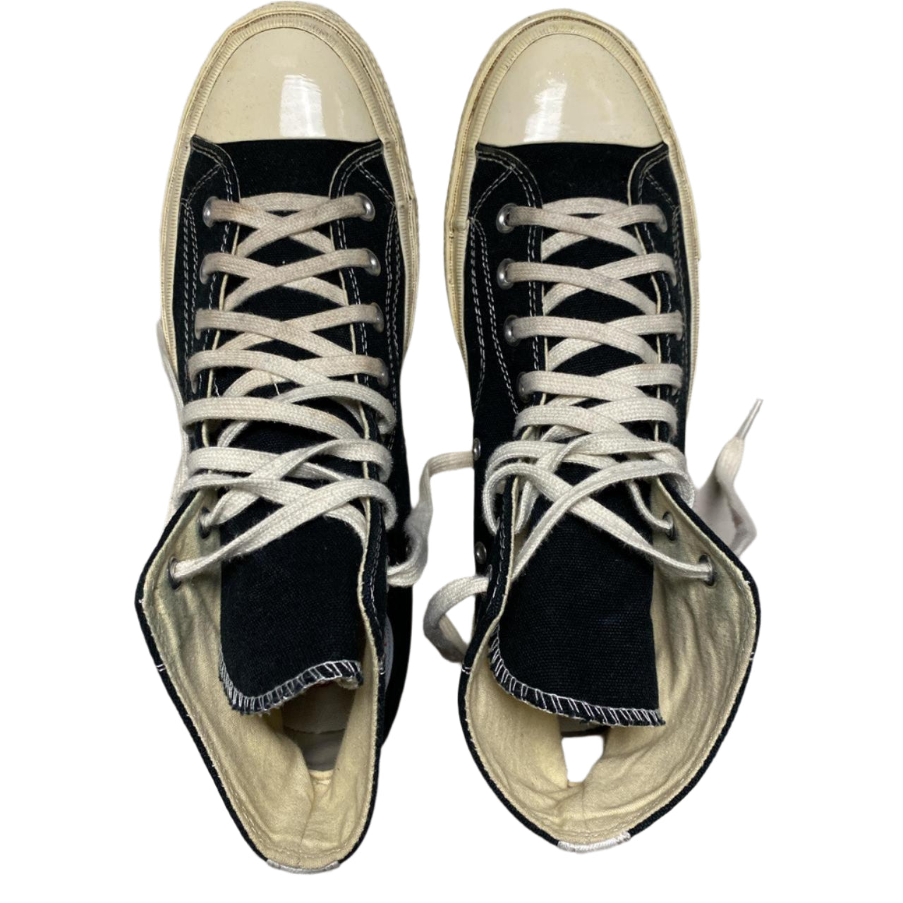 Comme Des Garcons Play Black Red and White Converse High Top Trainers (UK 10)