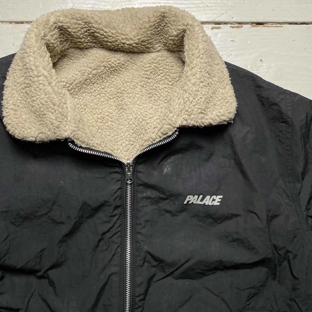 Palace Black and Cream Sherpa Reversible Bomber Jacket (L)