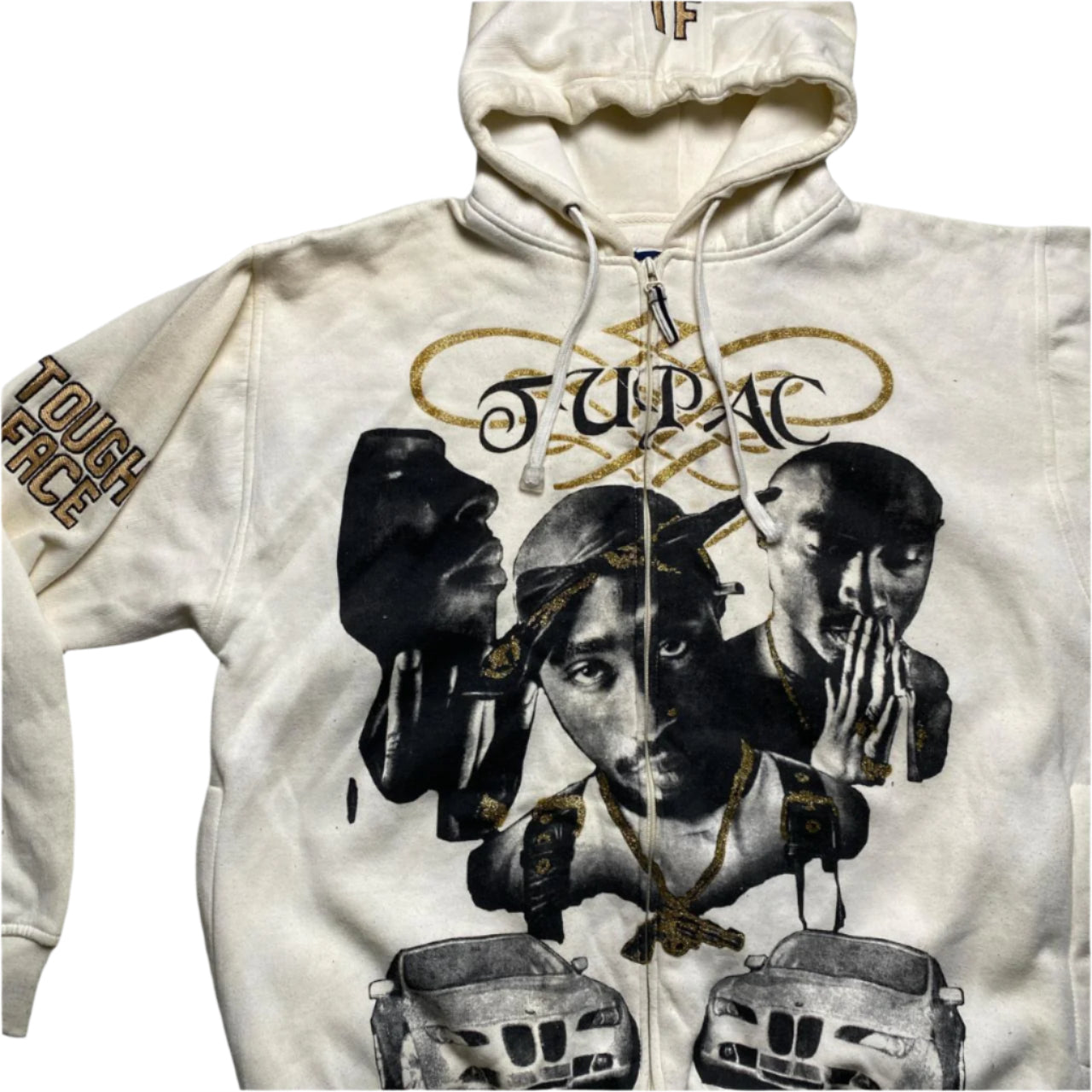 Tough Face 2 Pac Vintage 90’s Cream Hoodie (L)