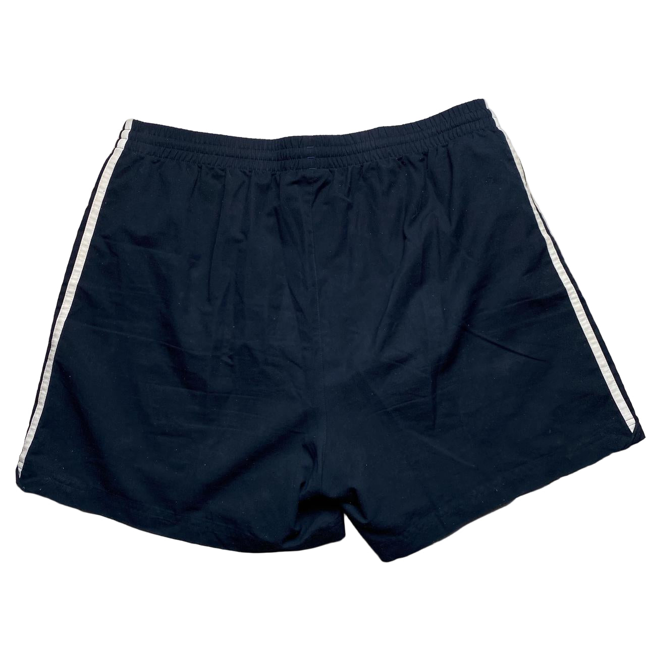 Adidas Navy and White Stripe Shell Shorts (XL)