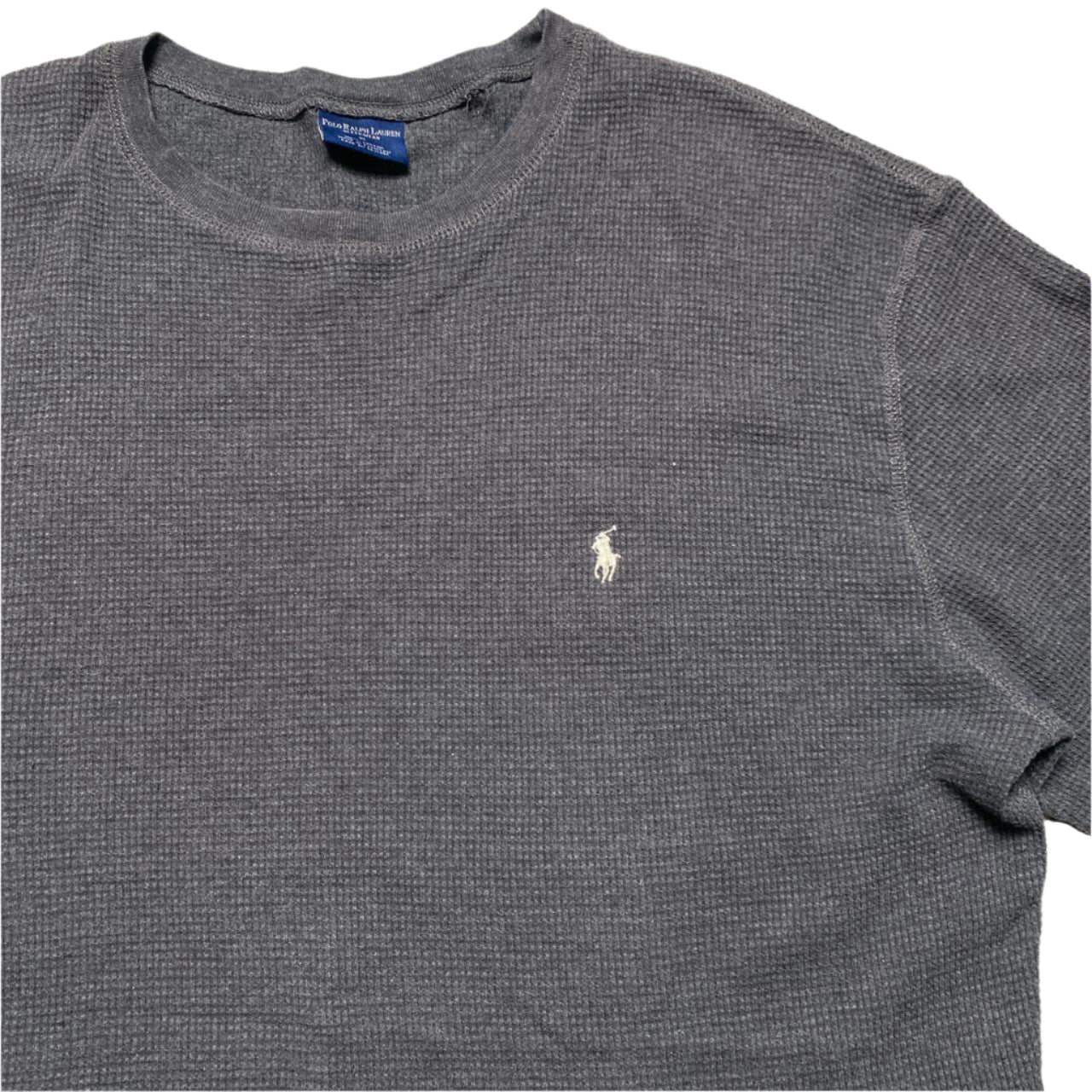 Ralph Lauren Polo Grey and White Waffle Knit Long Sleeve (XL)