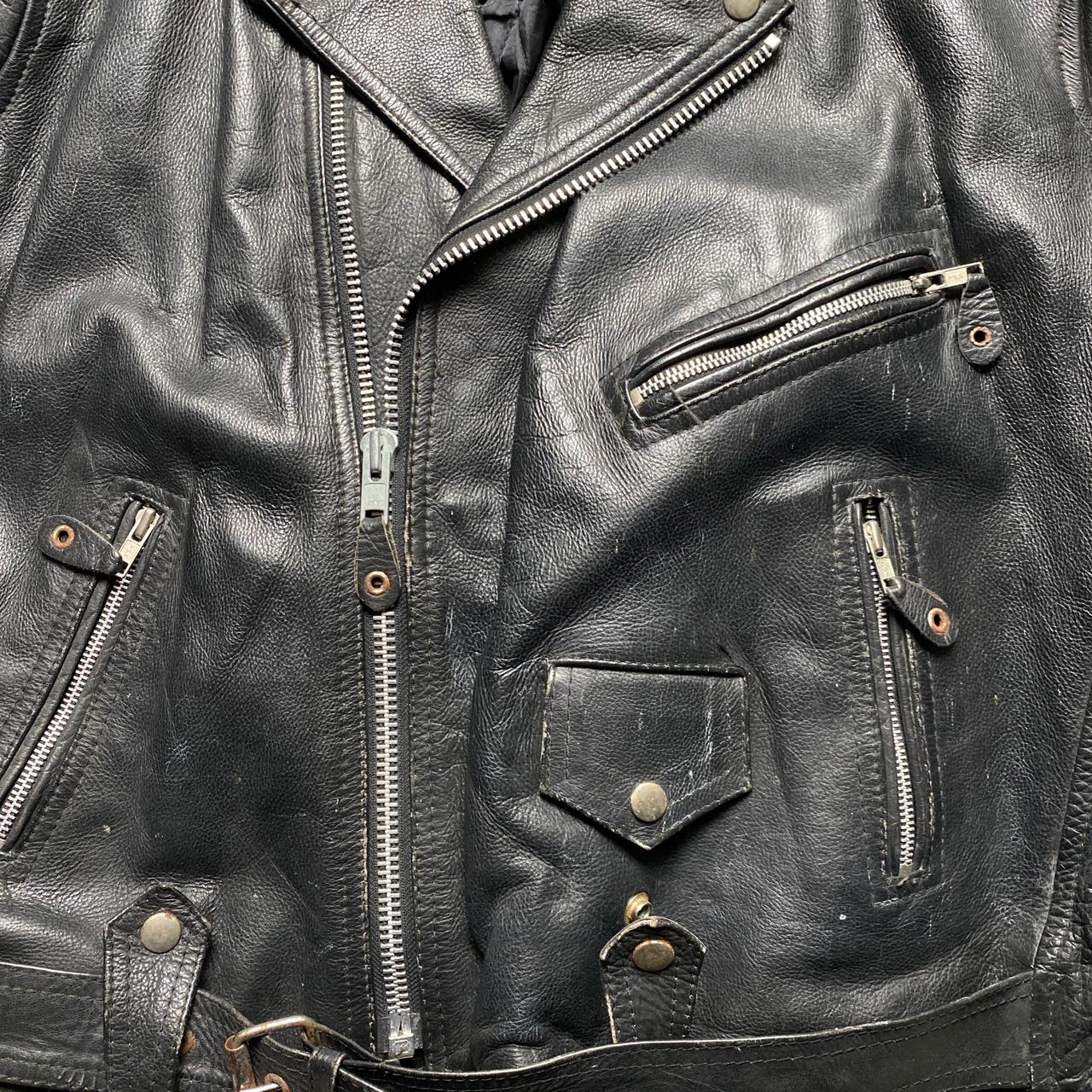 London Leather Vintage Black Biker Motorcycle Jacket (L)