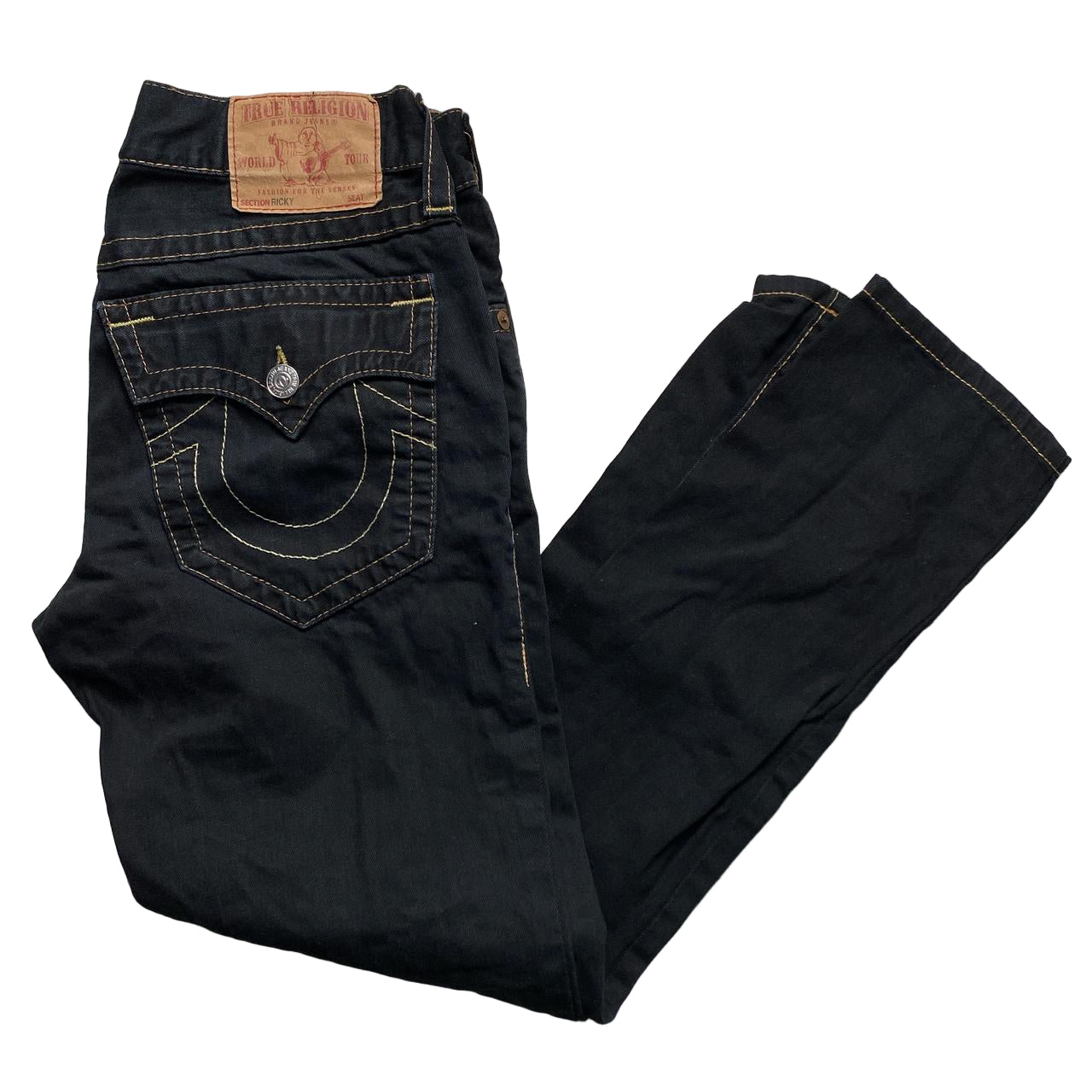 True Religion Black and Gold Ricky Jeans (32W)