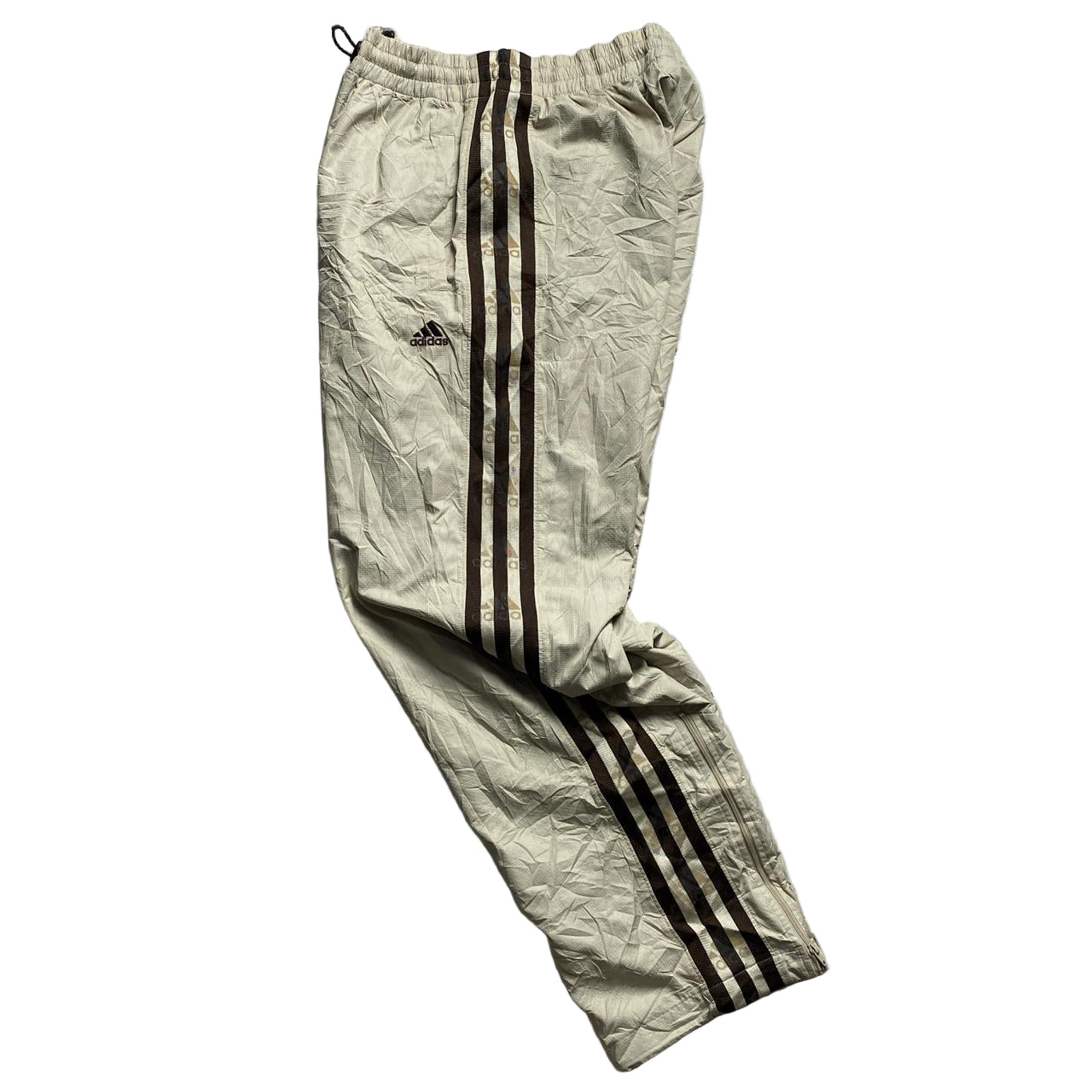 Adidas Cream and Brown Shell Trackpant Bottoms (S)
