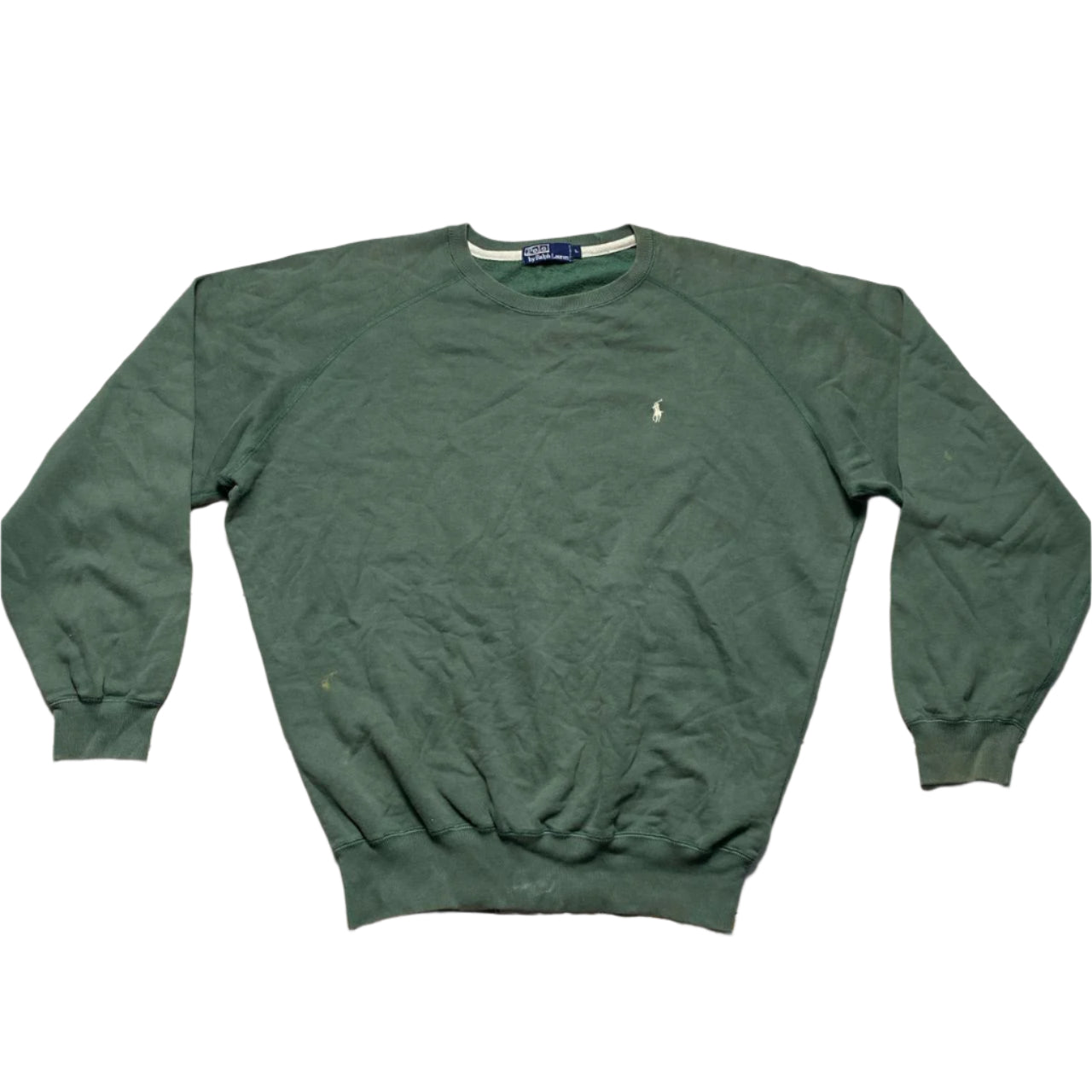 Ralph Lauren Polo Green and Cream Vintage Jumper (L)