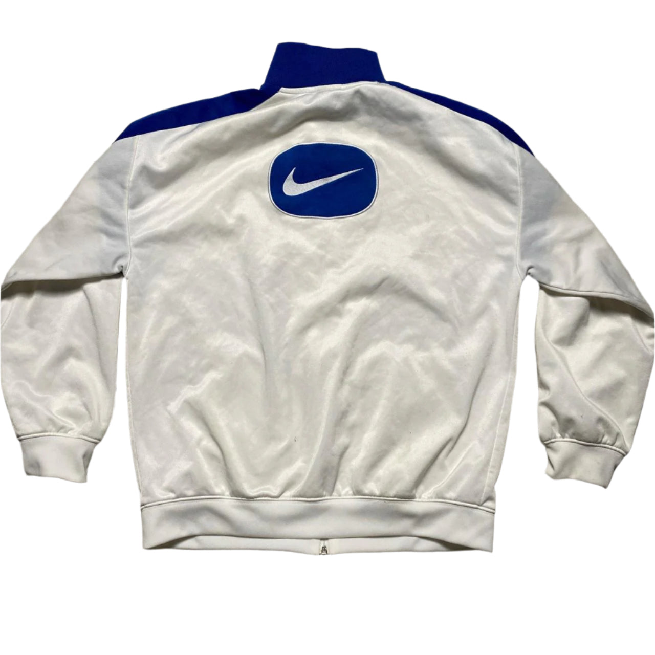 Nike Vintage White and Blue y2k Tracksuit Jacket (XL)